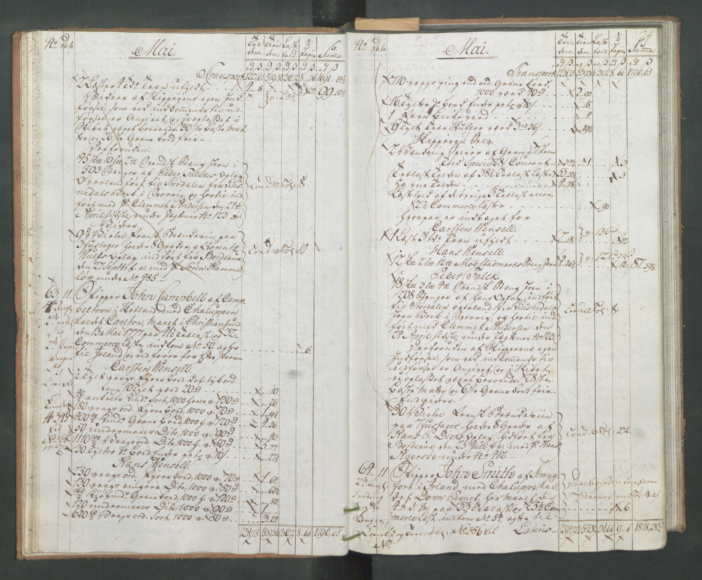 Generaltollkammeret, tollregnskaper, AV/RA-EA-5490/R33/L0171/0001: Tollregnskaper Trondheim A / Utgående hovedtollbok, 1786, p. 23b-24a