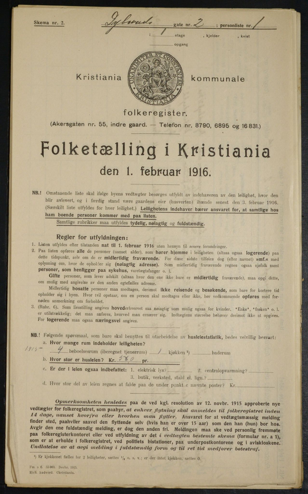 OBA, Municipal Census 1916 for Kristiania, 1916, p. 17539