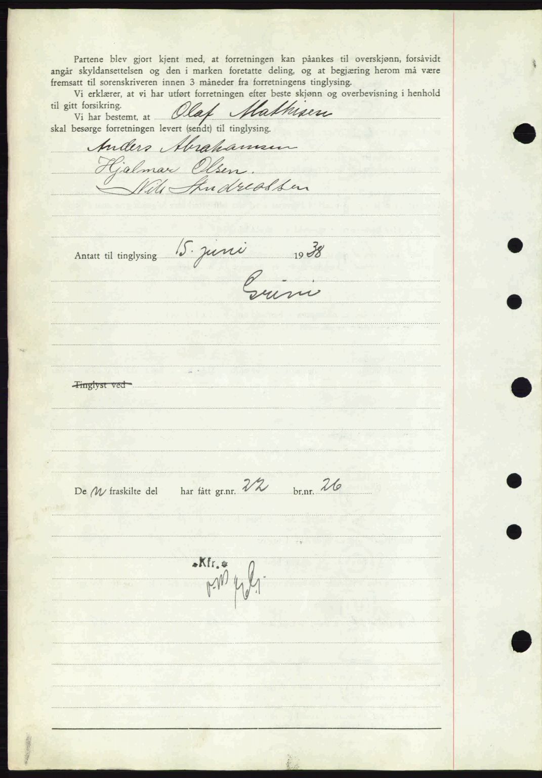 Bamble sorenskriveri, AV/SAKO-A-214/G/Ga/Gag/L0002: Mortgage book no. A-2, 1937-1938, Diary no: : 503/1938