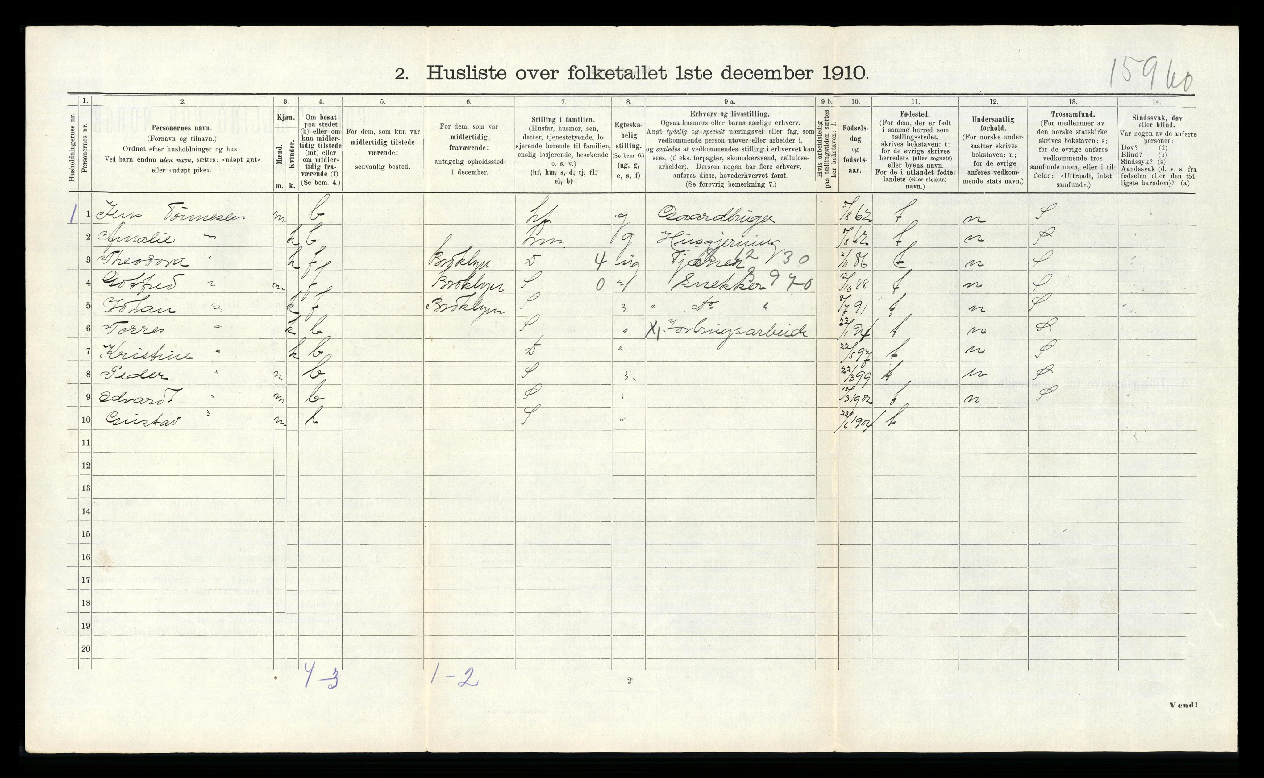 RA, 1910 census for Halse og Harkmark, 1910, p. 337