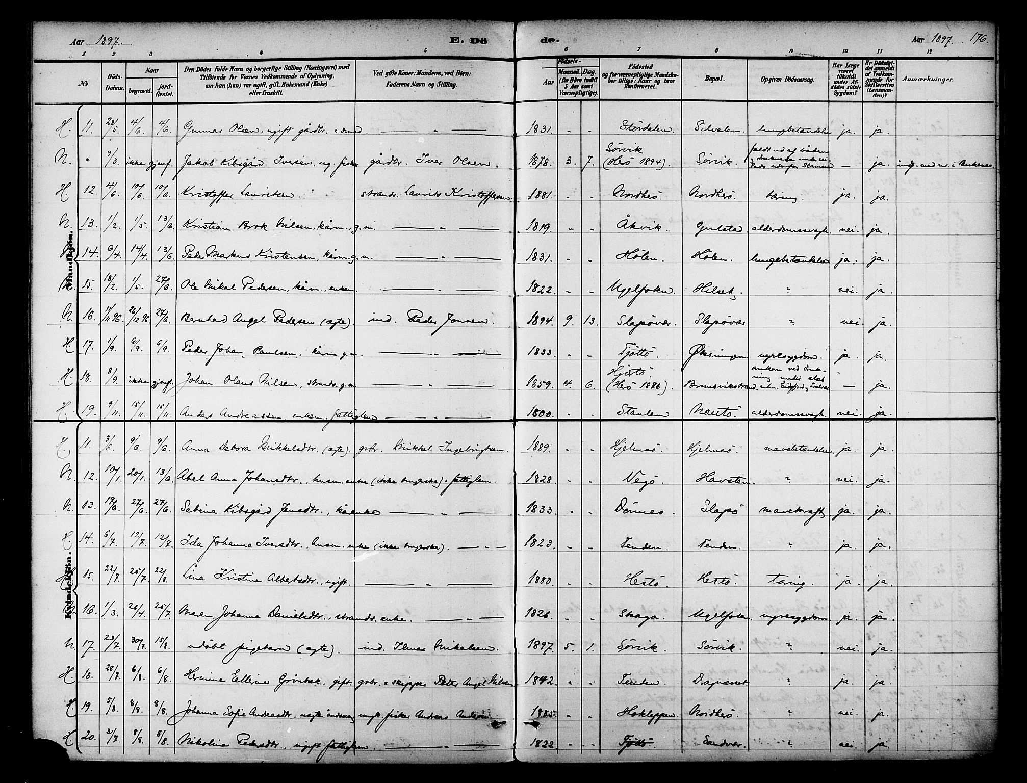 Ministerialprotokoller, klokkerbøker og fødselsregistre - Nordland, AV/SAT-A-1459/834/L0508: Parish register (official) no. 834A06, 1892-1901, p. 176