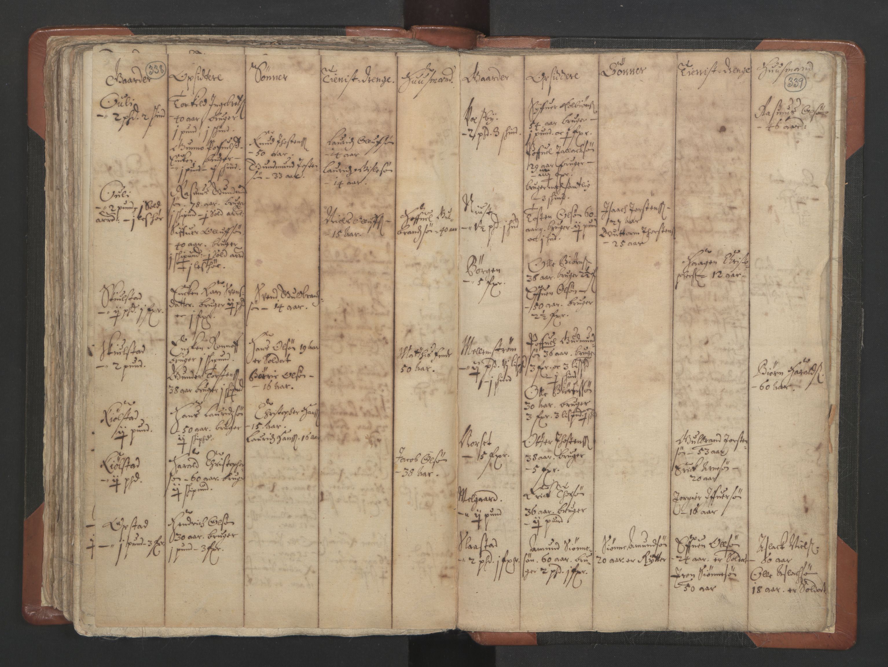 RA, Vicar's Census 1664-1666, no. 4: Øvre Romerike deanery, 1664-1666, p. 338-339