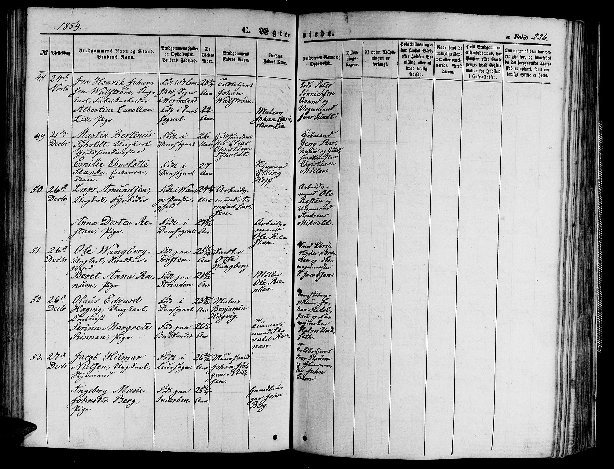 Ministerialprotokoller, klokkerbøker og fødselsregistre - Sør-Trøndelag, SAT/A-1456/602/L0139: Parish register (copy) no. 602C07, 1859-1864, p. 226