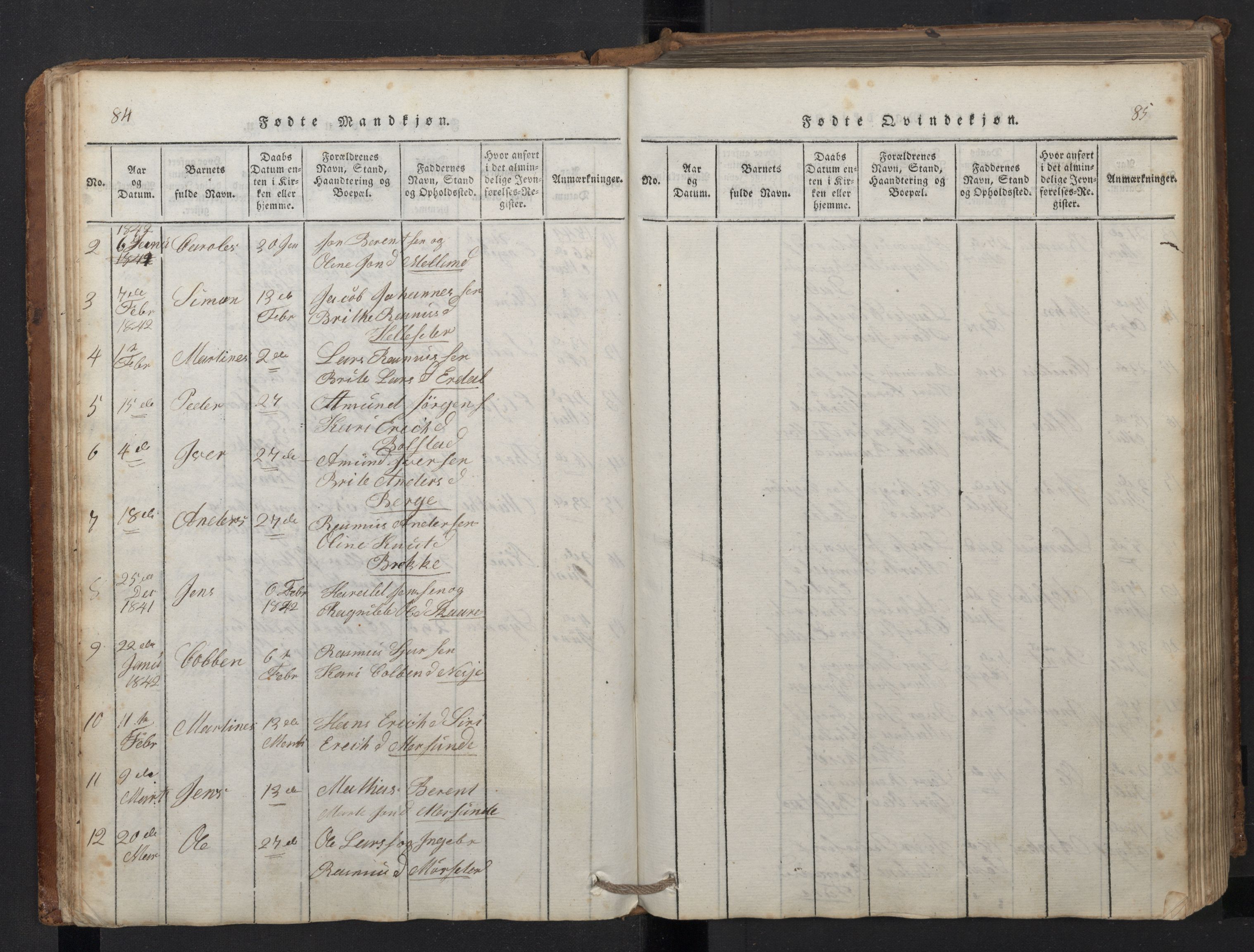 Stryn Sokneprestembete, AV/SAB-A-82501: Parish register (copy) no. A 1, 1816-1844, p. 84-85