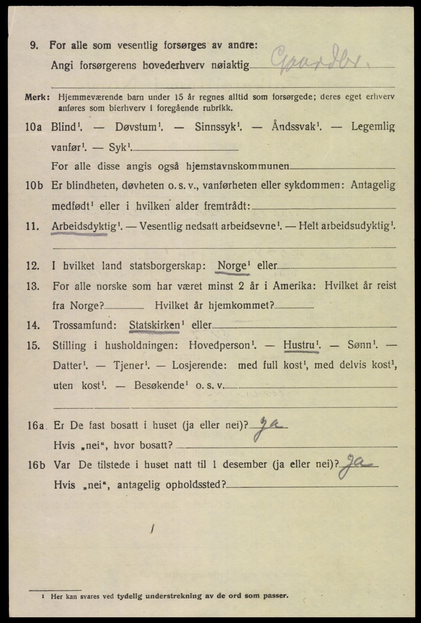 SAK, 1920 census for Lyngdal, 1920, p. 4886