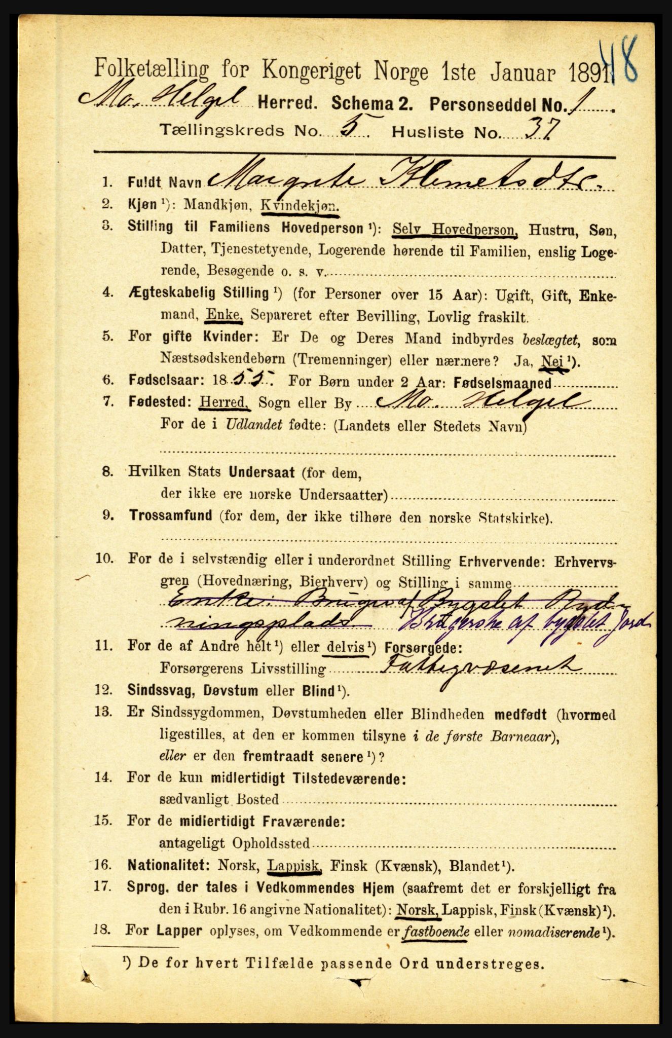 RA, 1891 census for 1833 Mo, 1891, p. 2159