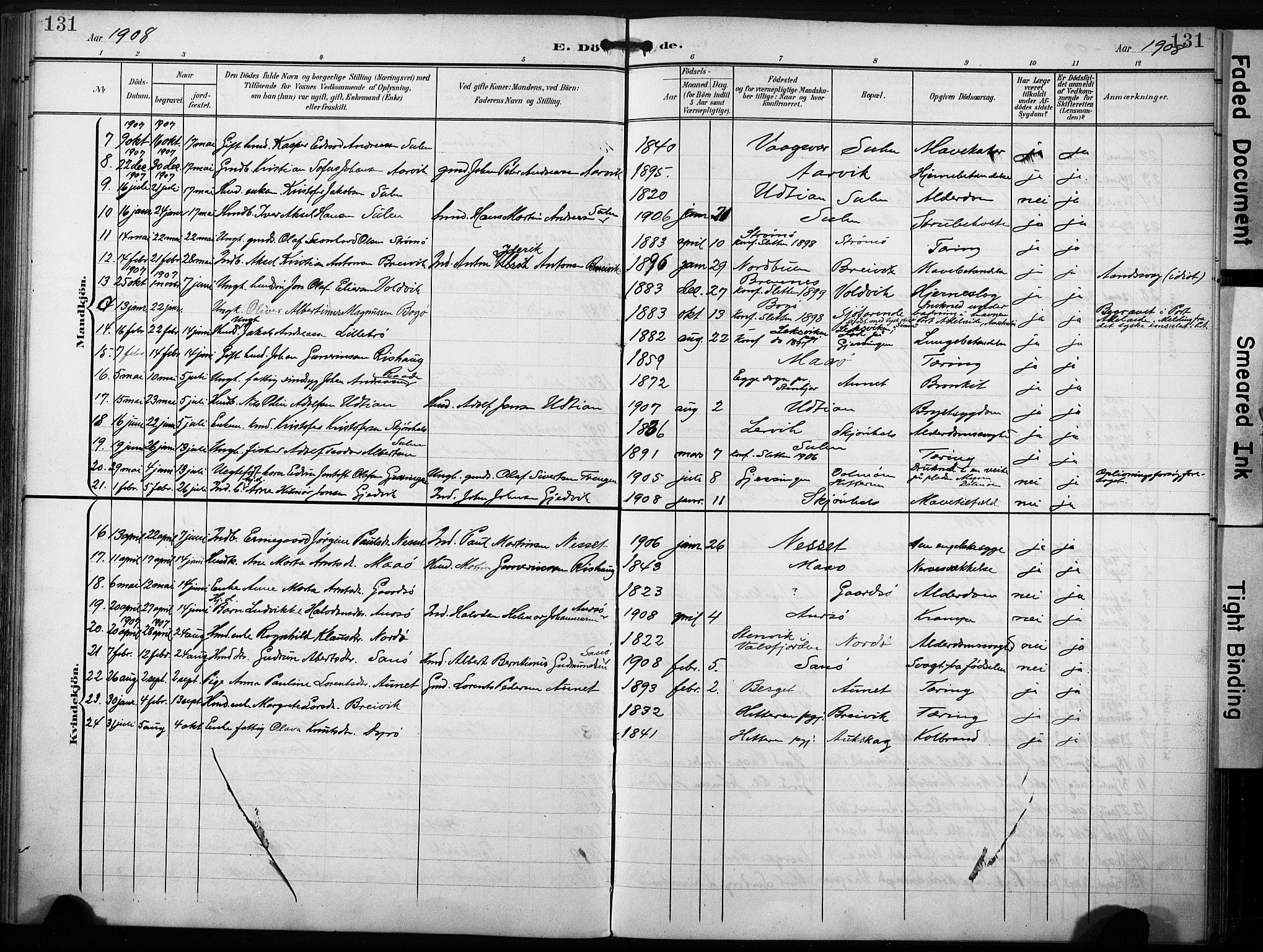 Ministerialprotokoller, klokkerbøker og fødselsregistre - Sør-Trøndelag, SAT/A-1456/640/L0580: Parish register (official) no. 640A05, 1902-1910, p. 131
