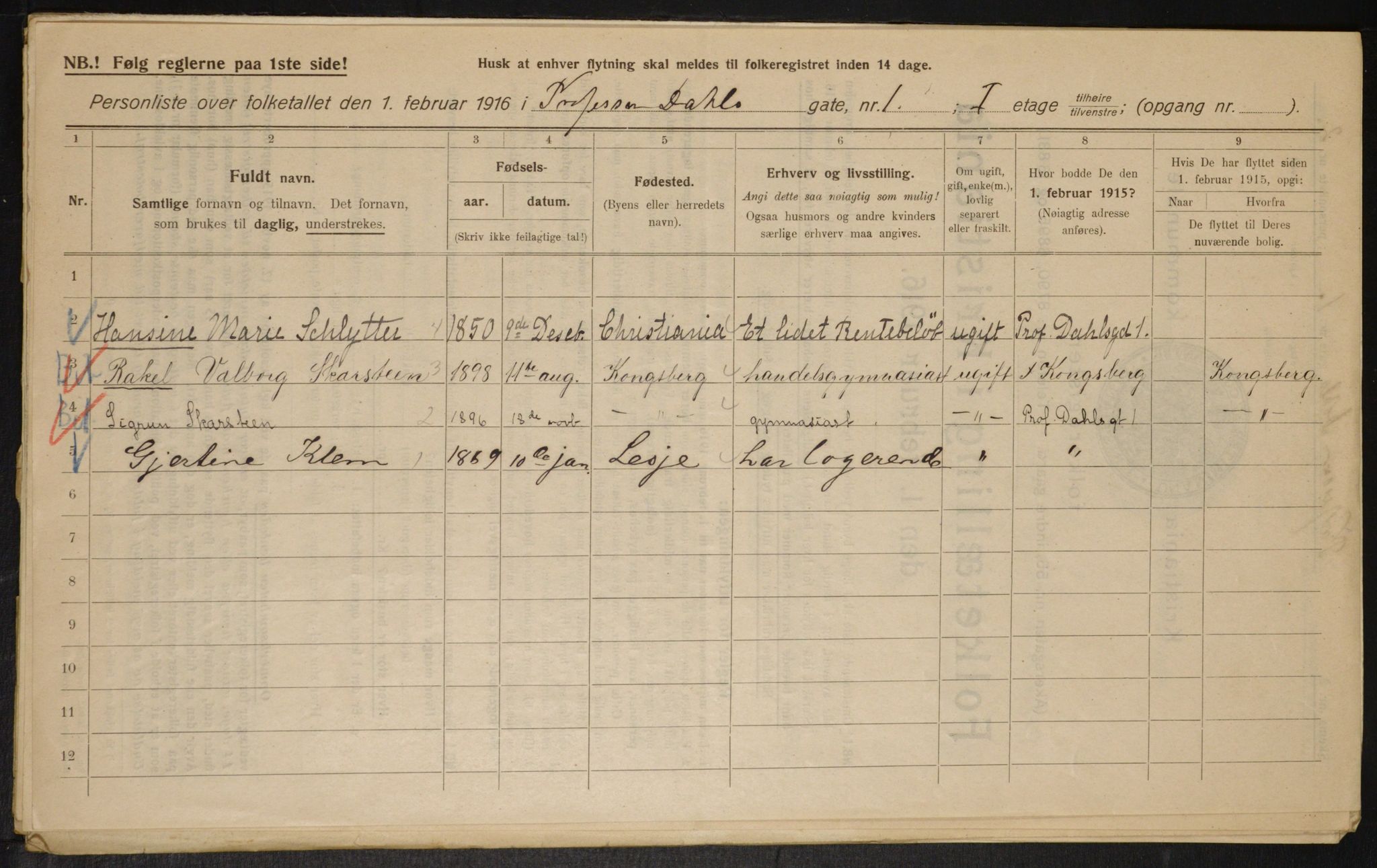 OBA, Municipal Census 1916 for Kristiania, 1916, p. 83616