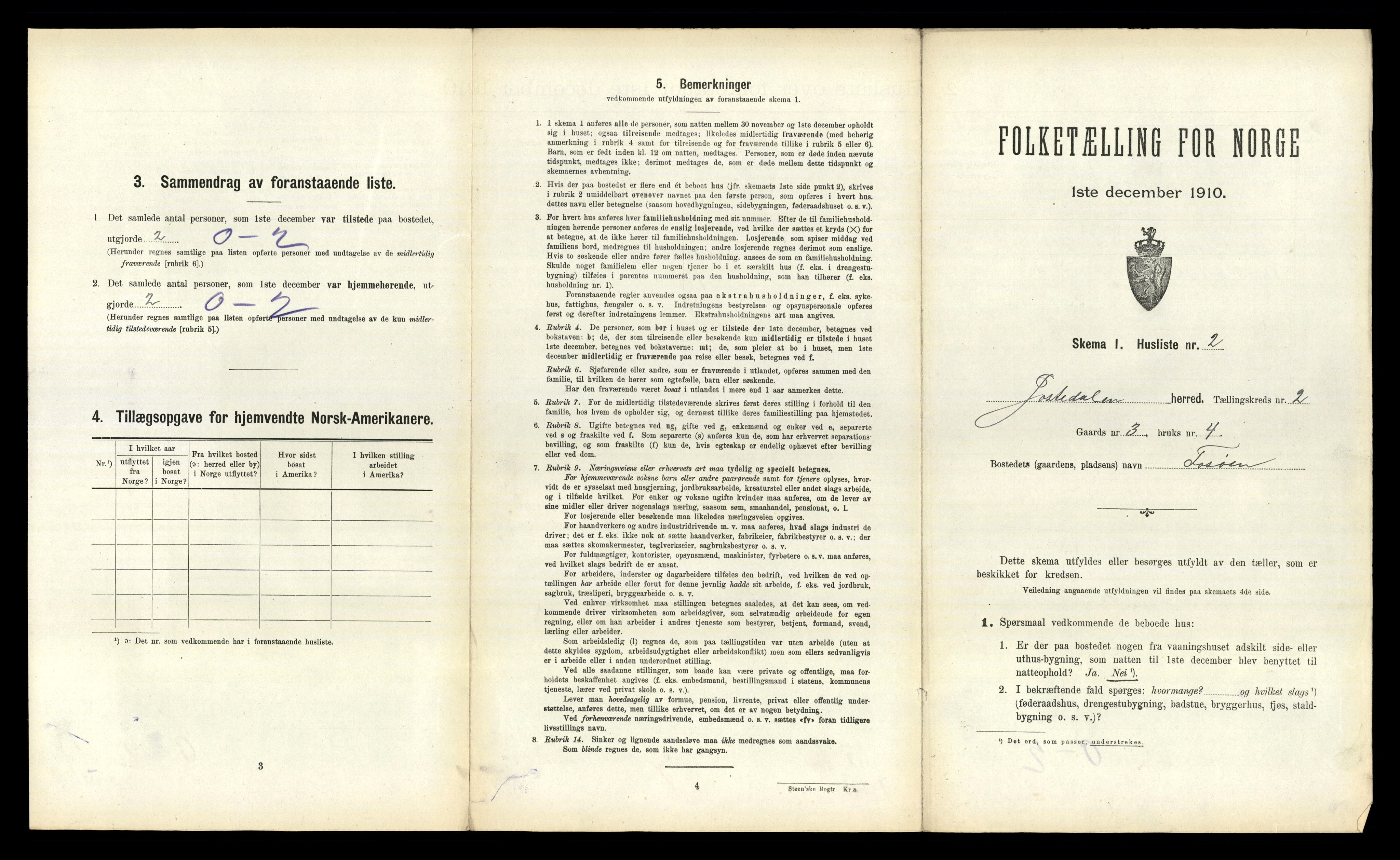 RA, 1910 census for Jostedal, 1910, p. 73