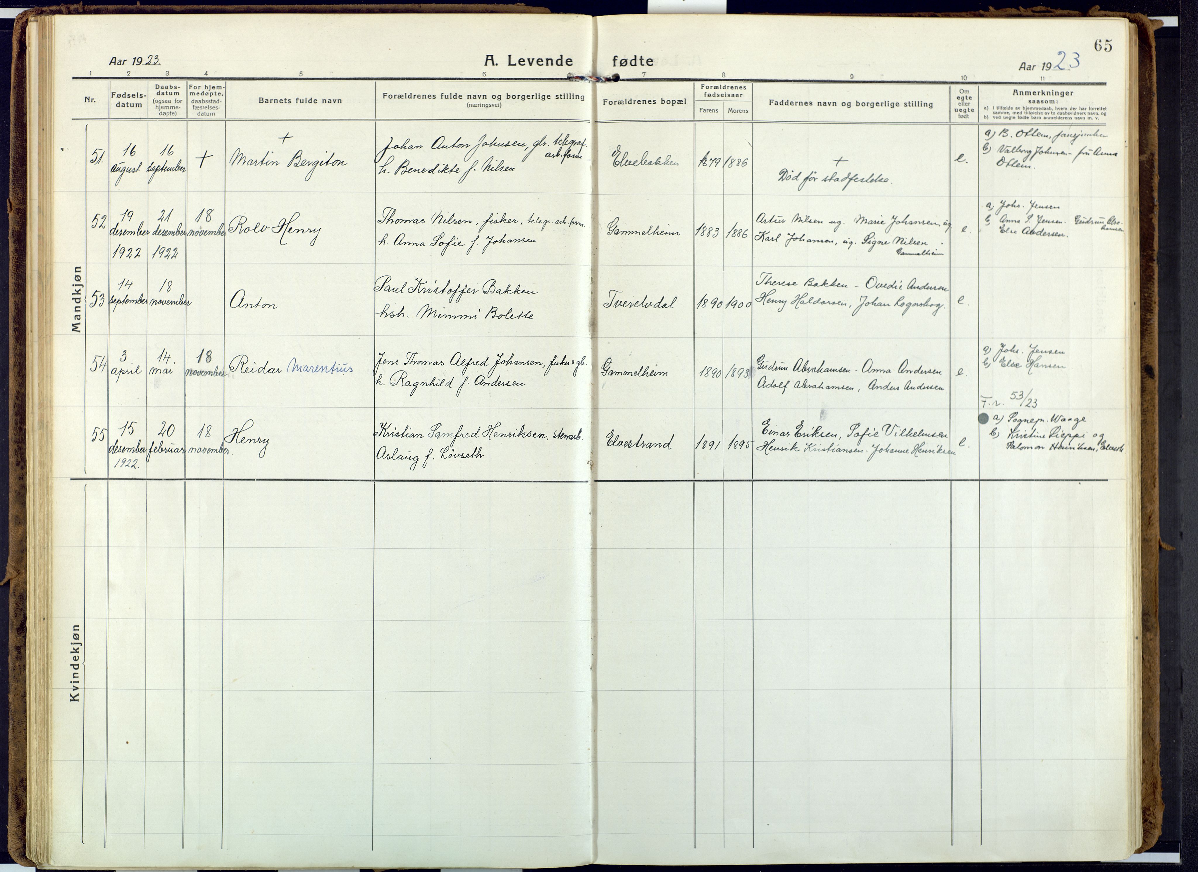 Alta sokneprestkontor, SATØ/S-1338/H/Ha: Parish register (official) no. 6, 1918-1931, p. 65