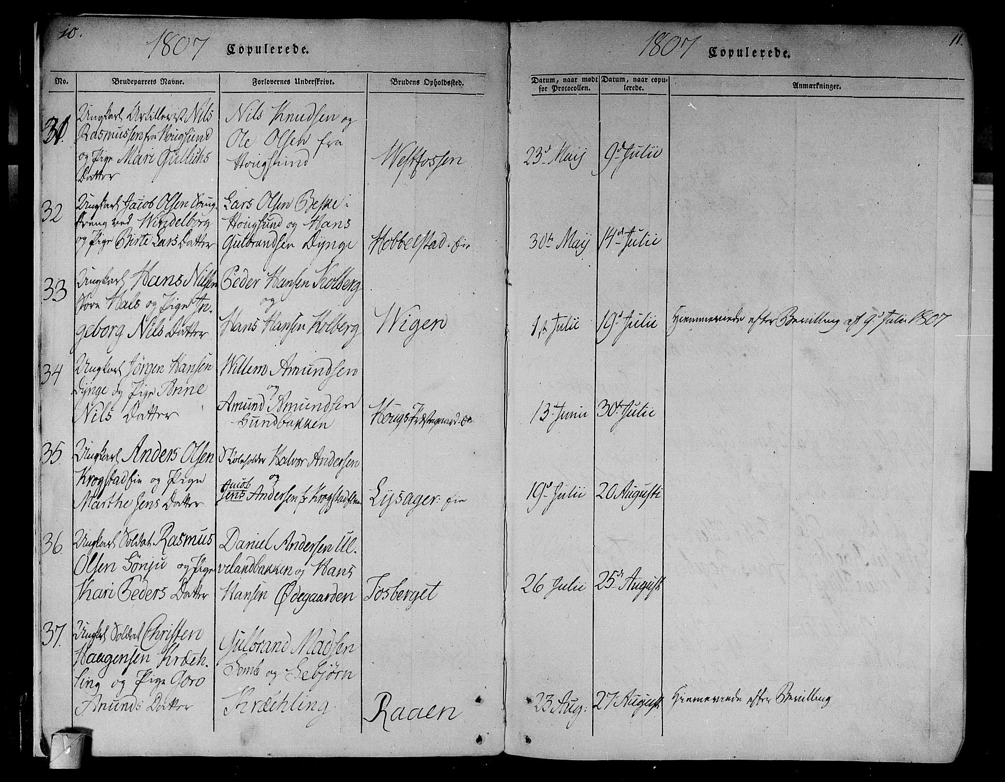 Eiker kirkebøker, AV/SAKO-A-4/F/Fa/L0010: Parish register (official) no. I 10, 1806-1815, p. 10-11