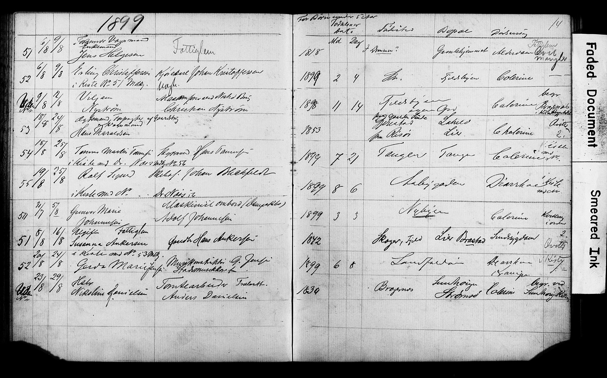 Strømsø kirkebøker, AV/SAKO-A-246/Y/Ya/L0005: Parish register draft no. I 5, 1897-1903, p. 14