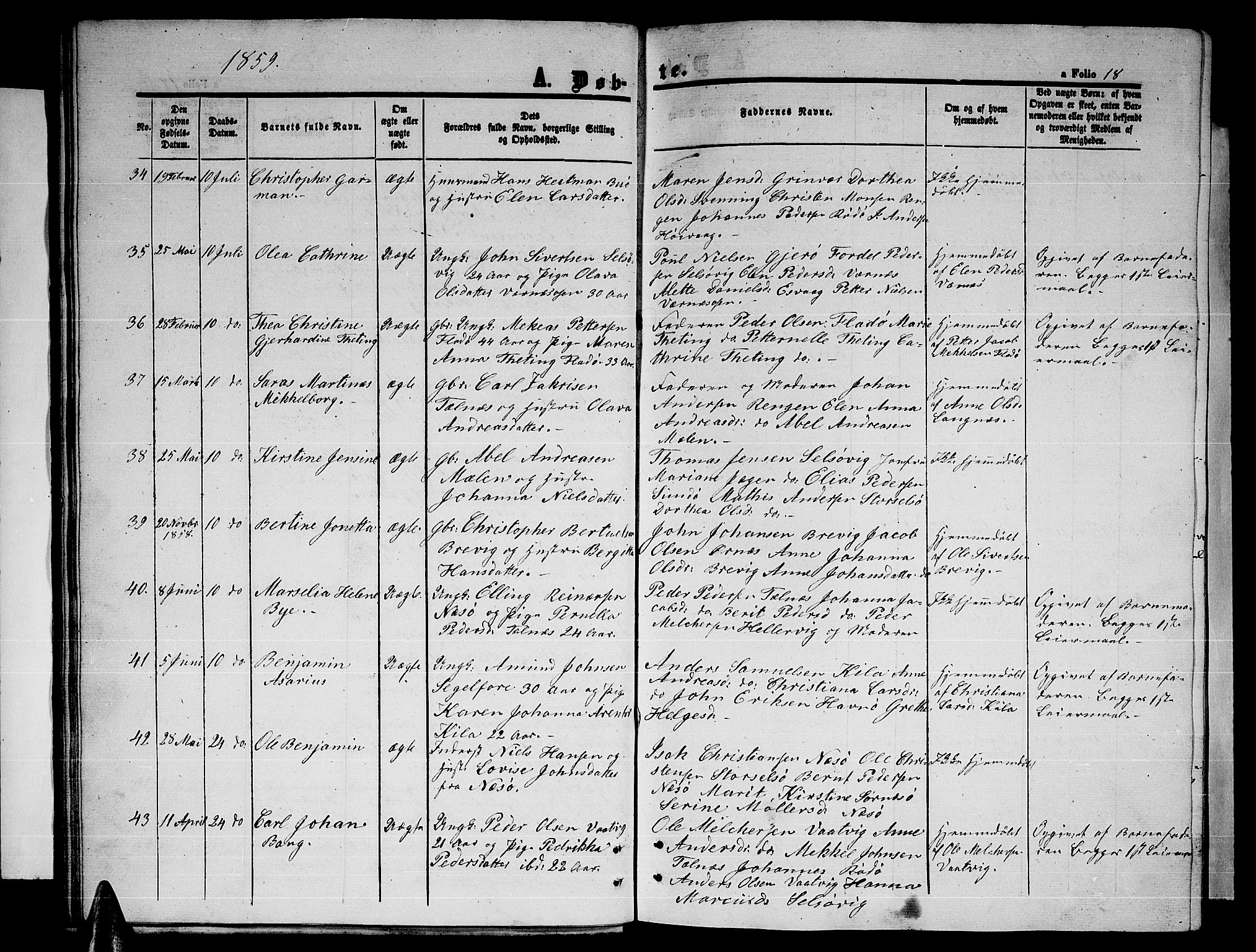 Ministerialprotokoller, klokkerbøker og fødselsregistre - Nordland, AV/SAT-A-1459/841/L0619: Parish register (copy) no. 841C03, 1856-1876, p. 18