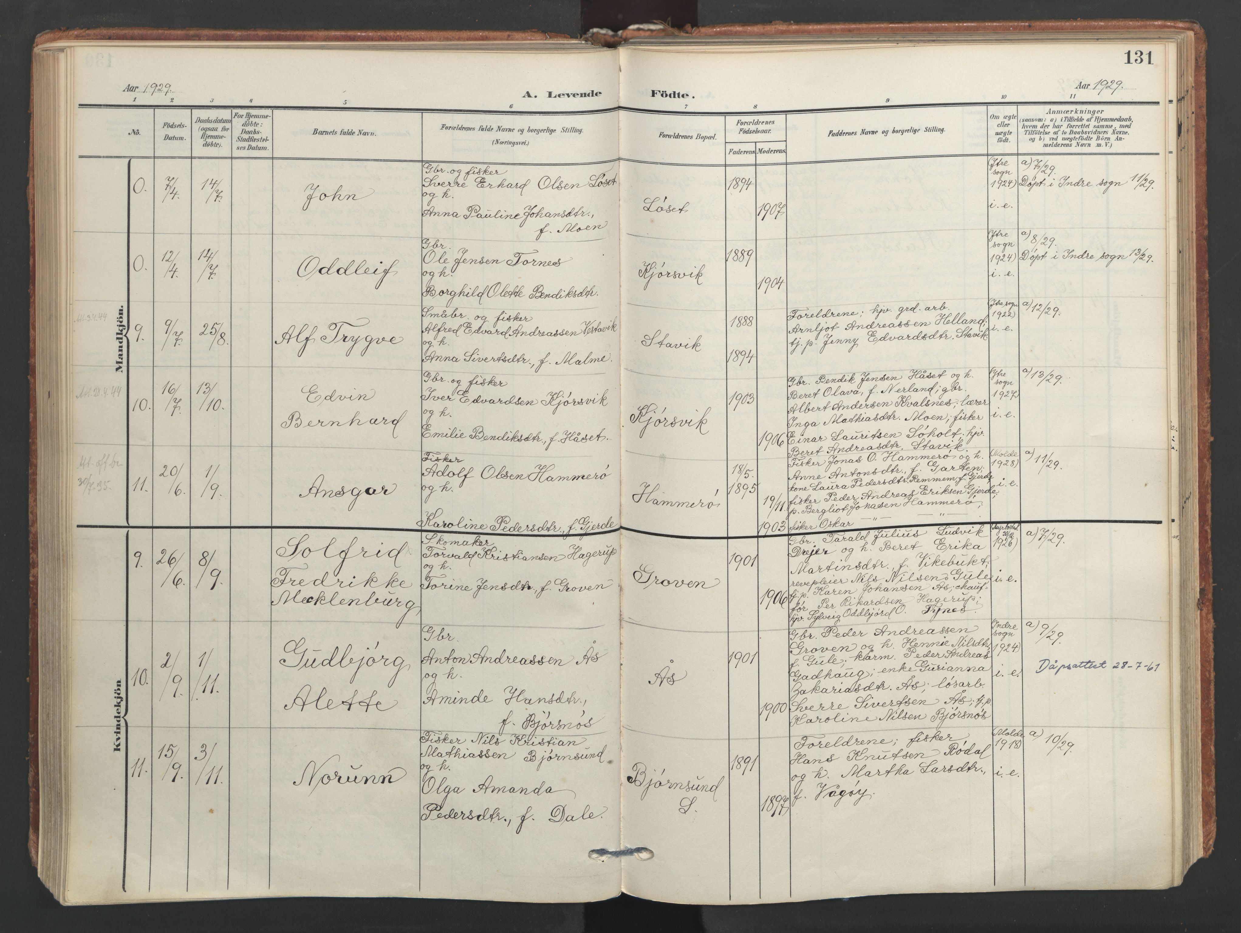 Ministerialprotokoller, klokkerbøker og fødselsregistre - Møre og Romsdal, AV/SAT-A-1454/565/L0751: Parish register (official) no. 565A05, 1905-1979, p. 131