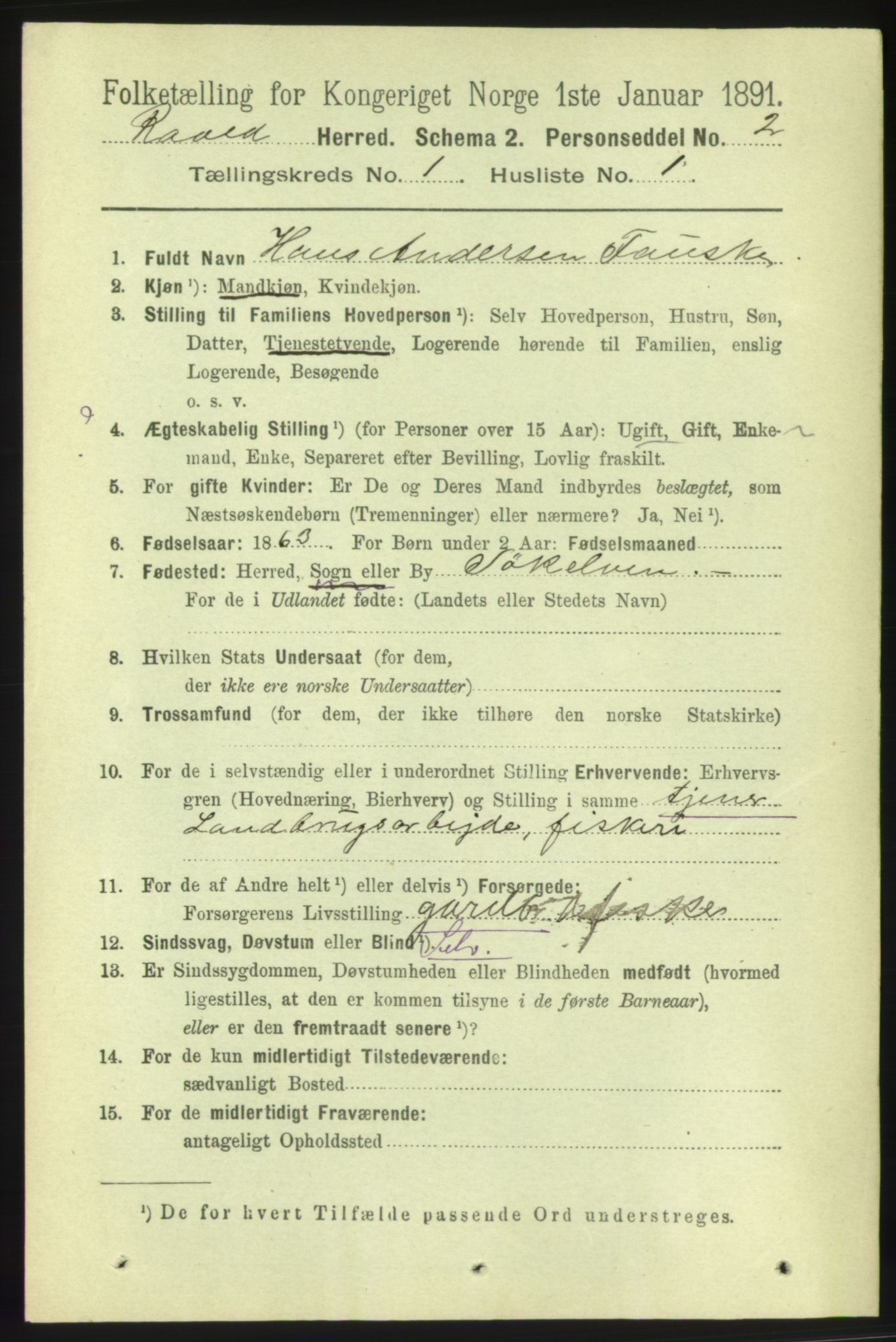 RA, 1891 census for 1533 Roald, 1891, p. 76