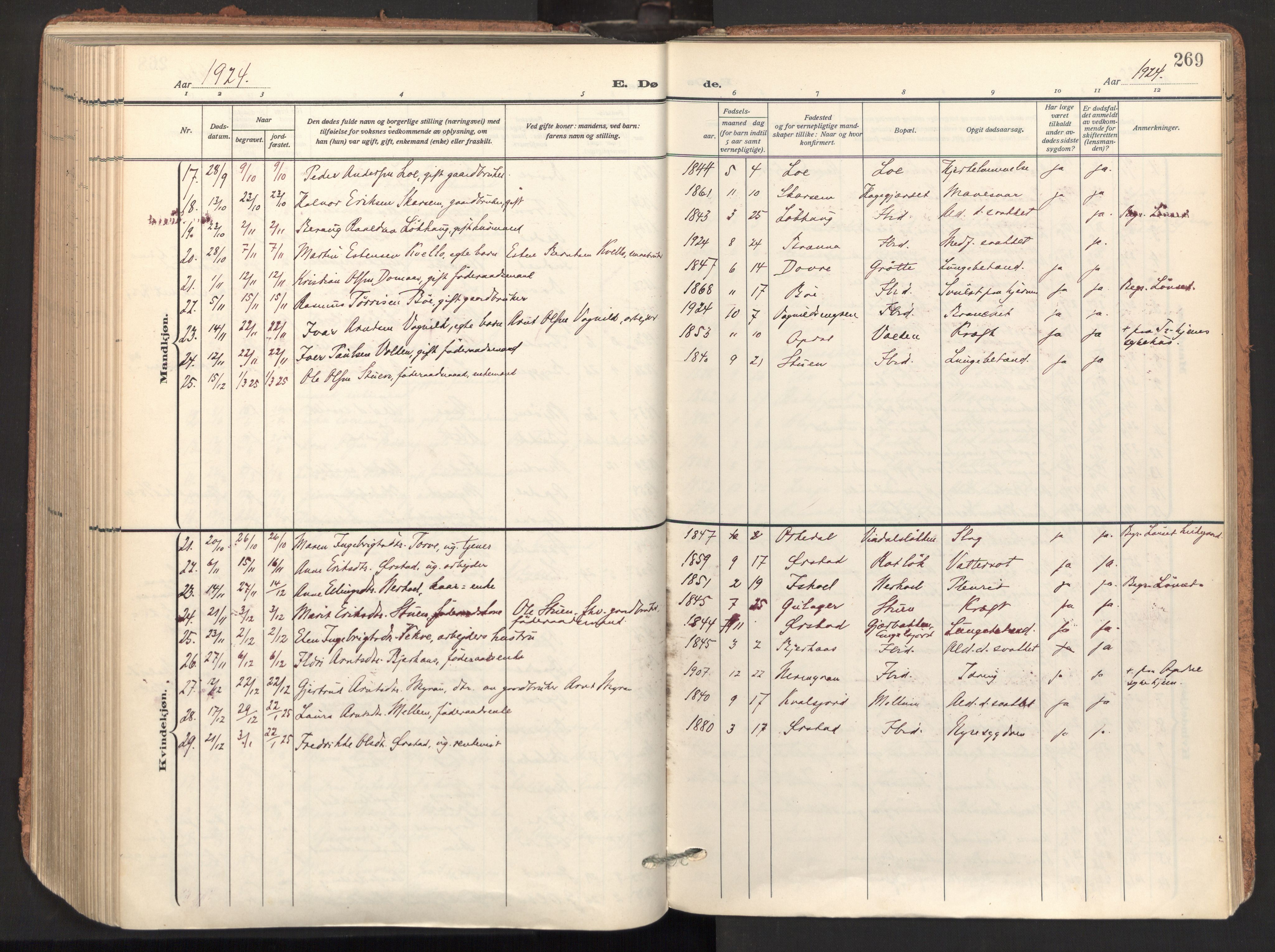 Ministerialprotokoller, klokkerbøker og fødselsregistre - Sør-Trøndelag, SAT/A-1456/678/L0909: Parish register (official) no. 678A17, 1912-1930, p. 269