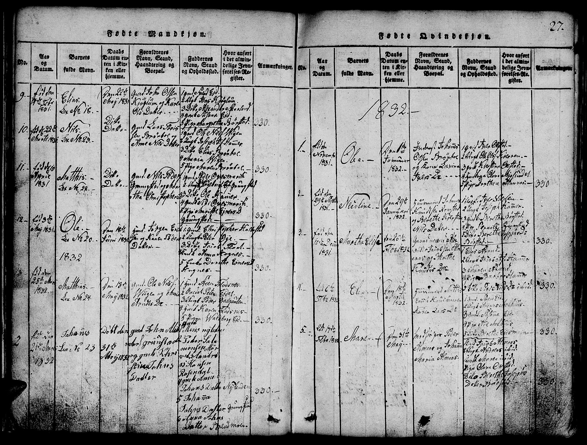 Ministerialprotokoller, klokkerbøker og fødselsregistre - Nord-Trøndelag, SAT/A-1458/765/L0562: Parish register (copy) no. 765C01, 1817-1851, p. 27