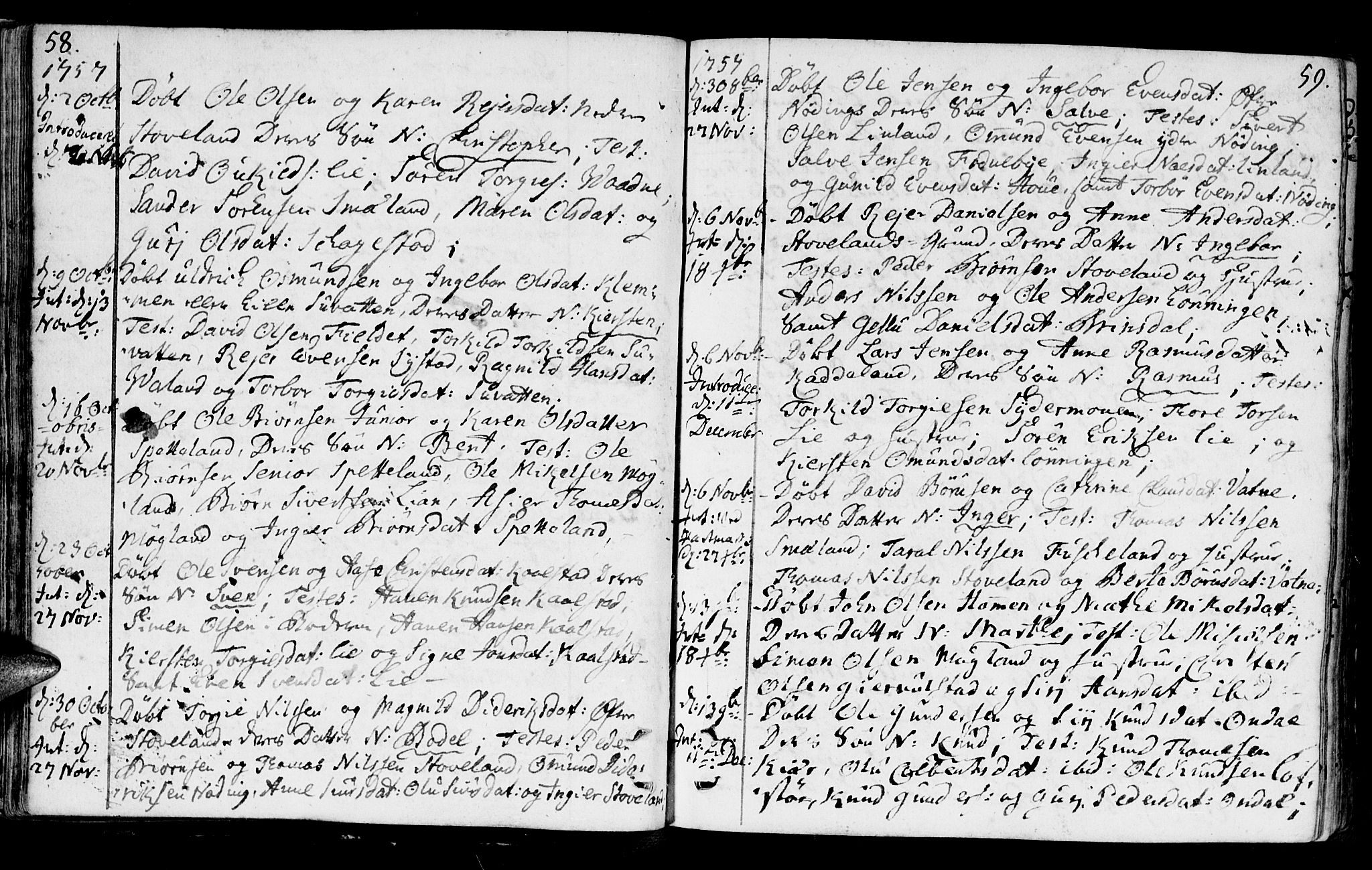Holum sokneprestkontor, SAK/1111-0022/F/Fa/Faa/L0002: Parish register (official) no. A 2, 1756-1780, p. 58-59