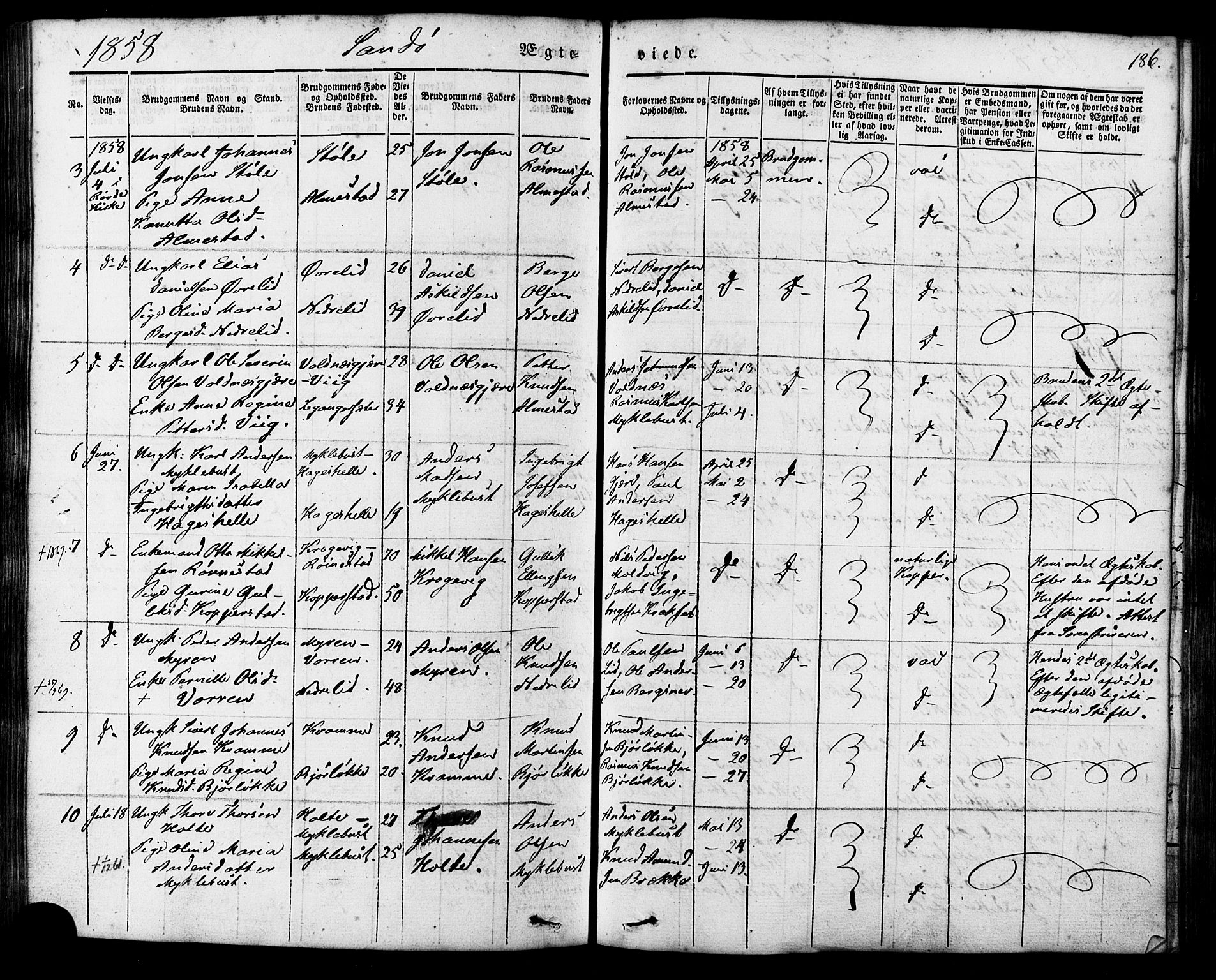 Ministerialprotokoller, klokkerbøker og fødselsregistre - Møre og Romsdal, AV/SAT-A-1454/503/L0034: Parish register (official) no. 503A02, 1841-1884, p. 186