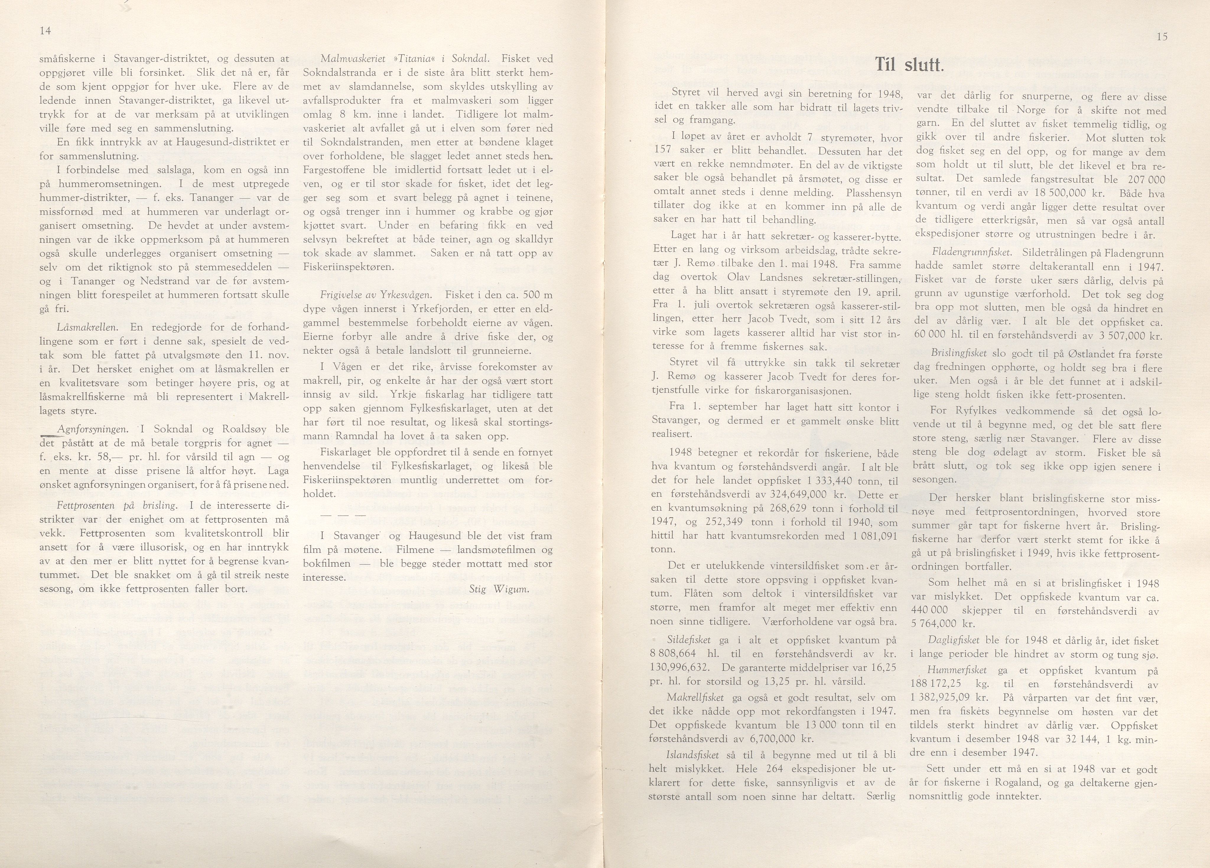 Rogaland fylkeskommune - Fylkesrådmannen , IKAR/A-900/A/Aa/Aaa/L0068: Møtebok , 1949, p. 14-15