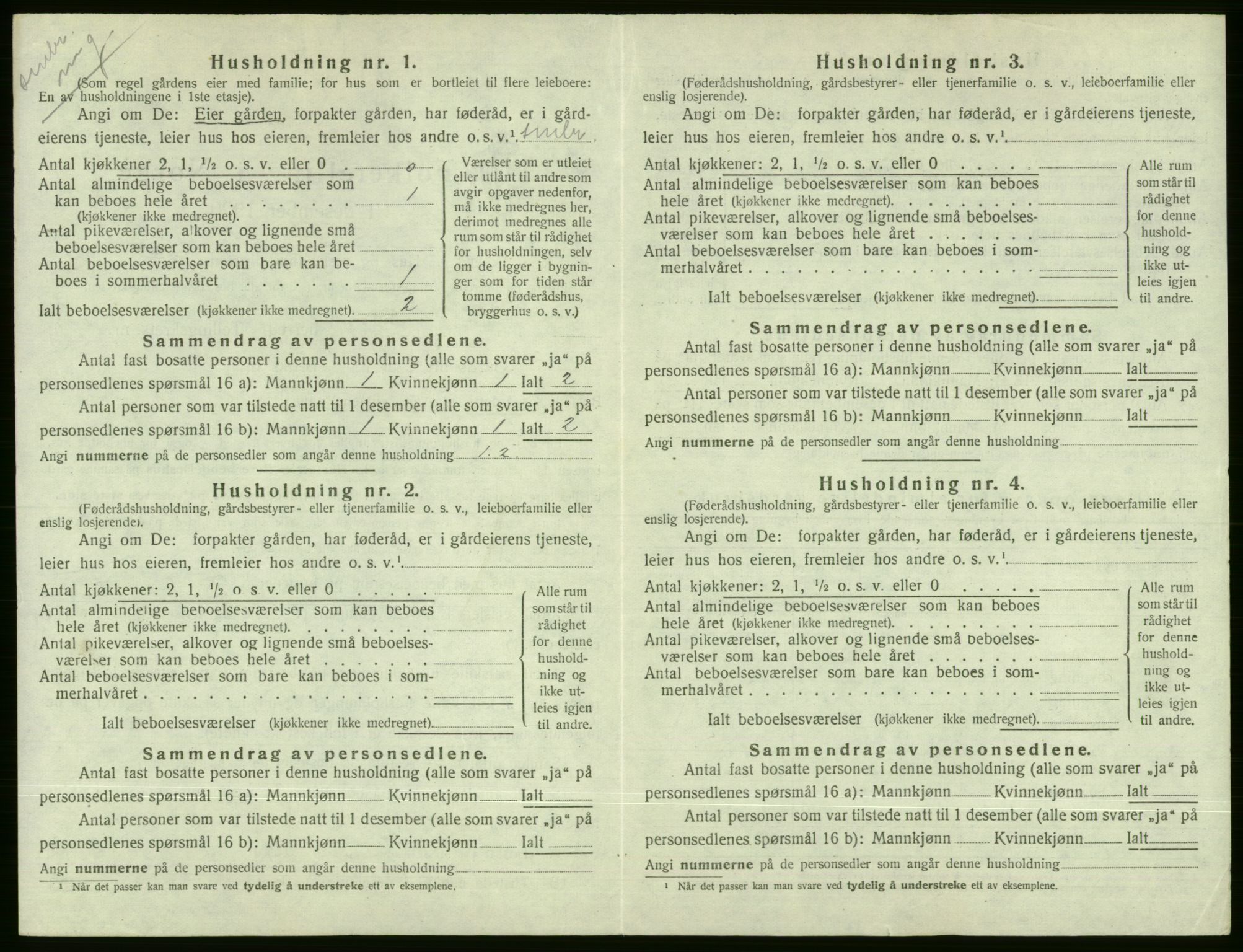 SAB, 1920 census for Voss, 1920, p. 2010