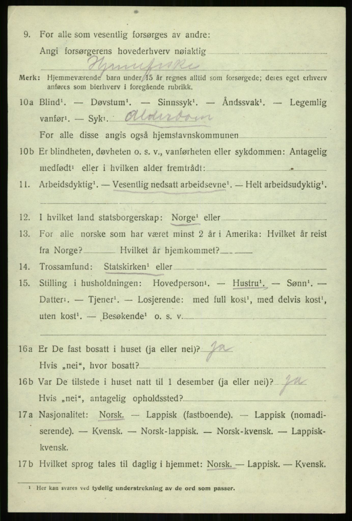 SATØ, 1920 census for Torsken, 1920, p. 3265