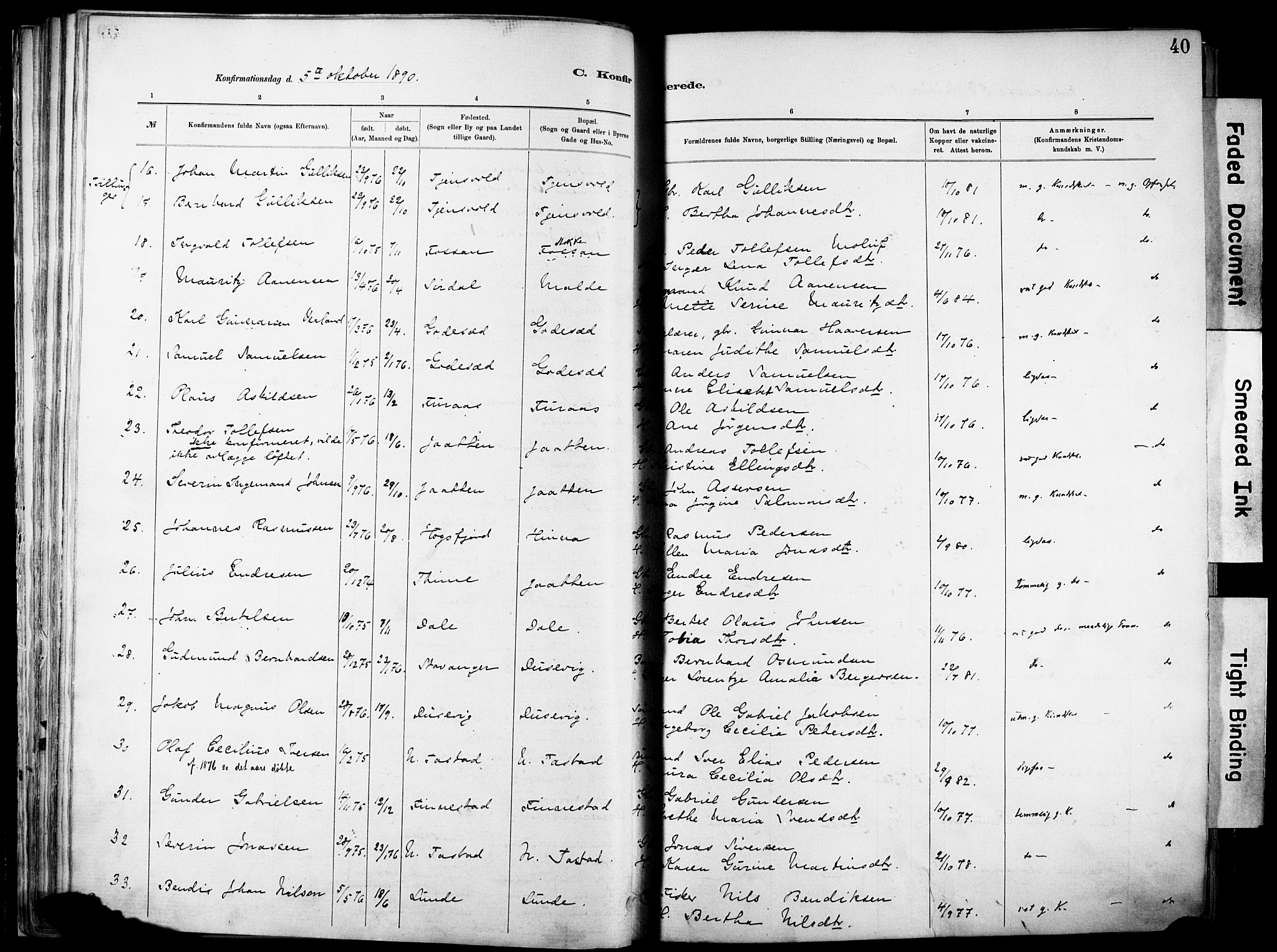 Hetland sokneprestkontor, AV/SAST-A-101826/30/30BA/L0012: Parish register (official) no. A 12, 1882-1912, p. 40