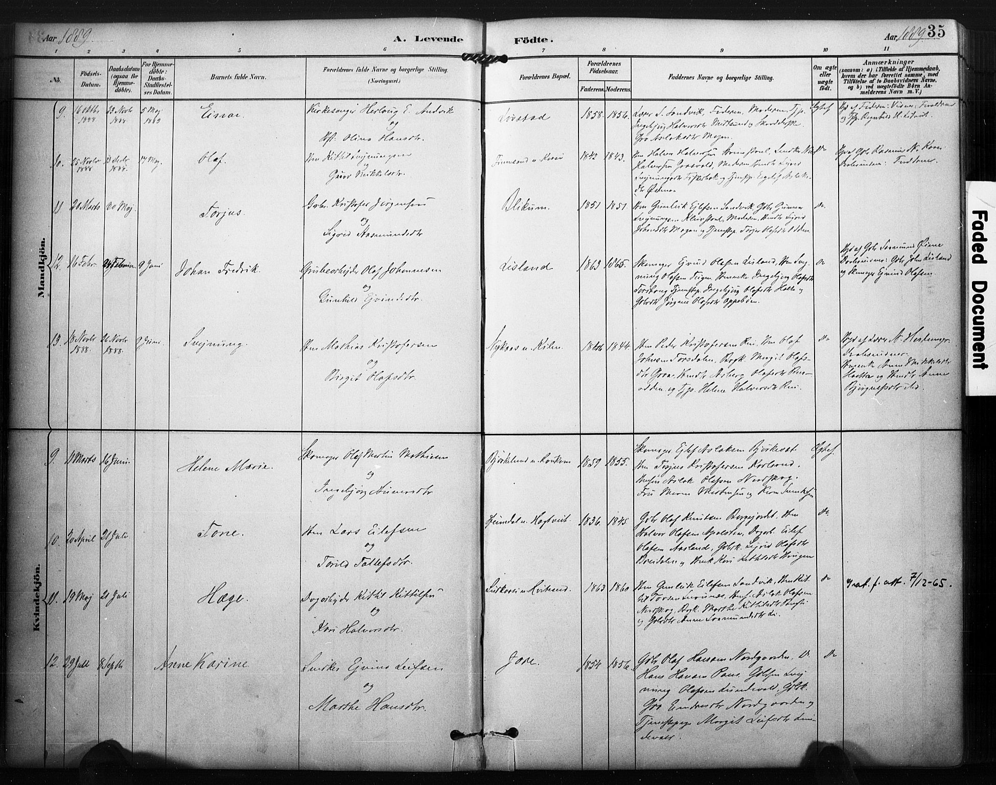 Kviteseid kirkebøker, SAKO/A-276/F/Fa/L0008: Parish register (official) no. I 8, 1882-1903, p. 35