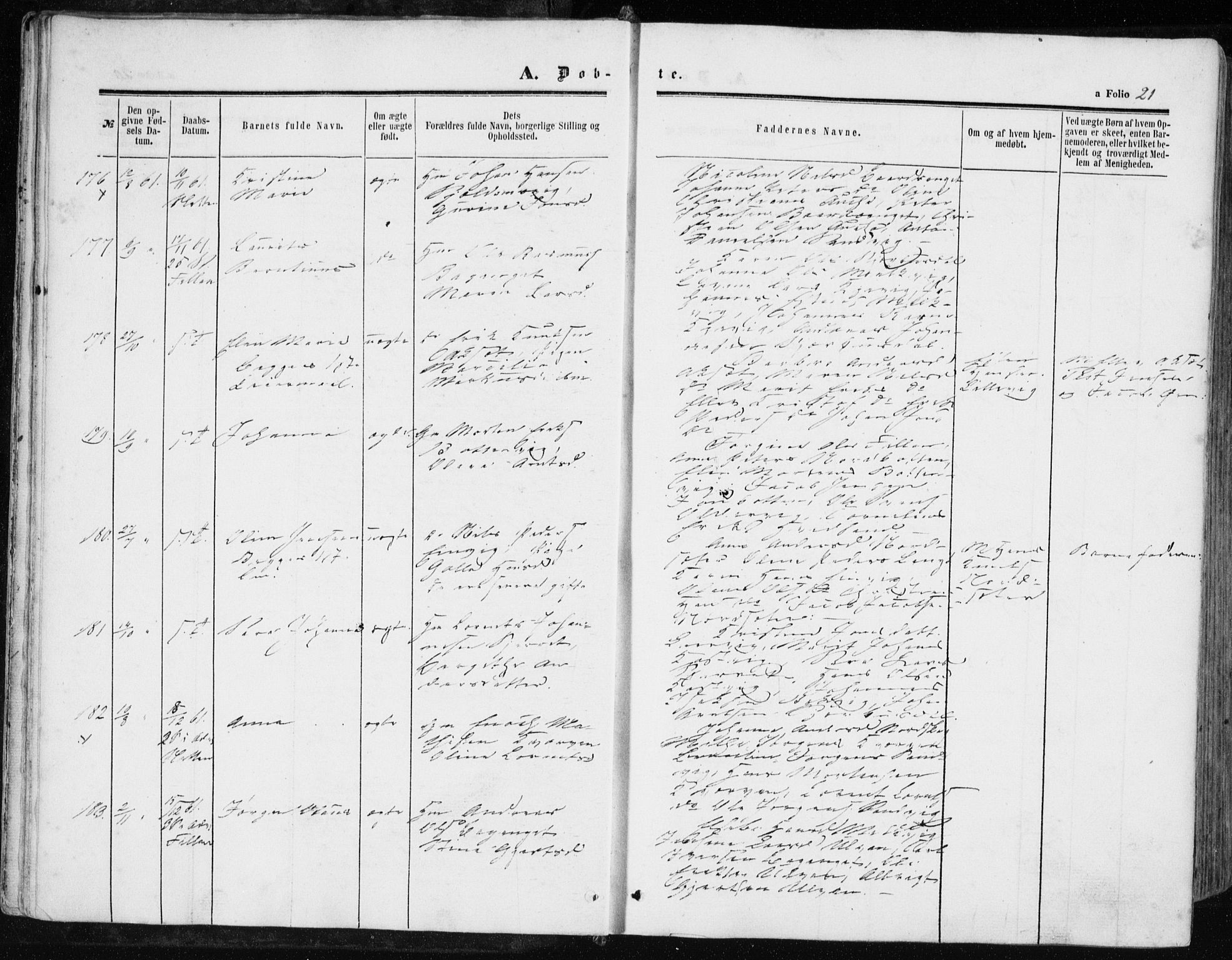 Ministerialprotokoller, klokkerbøker og fødselsregistre - Sør-Trøndelag, SAT/A-1456/634/L0531: Parish register (official) no. 634A07, 1861-1870, p. 21