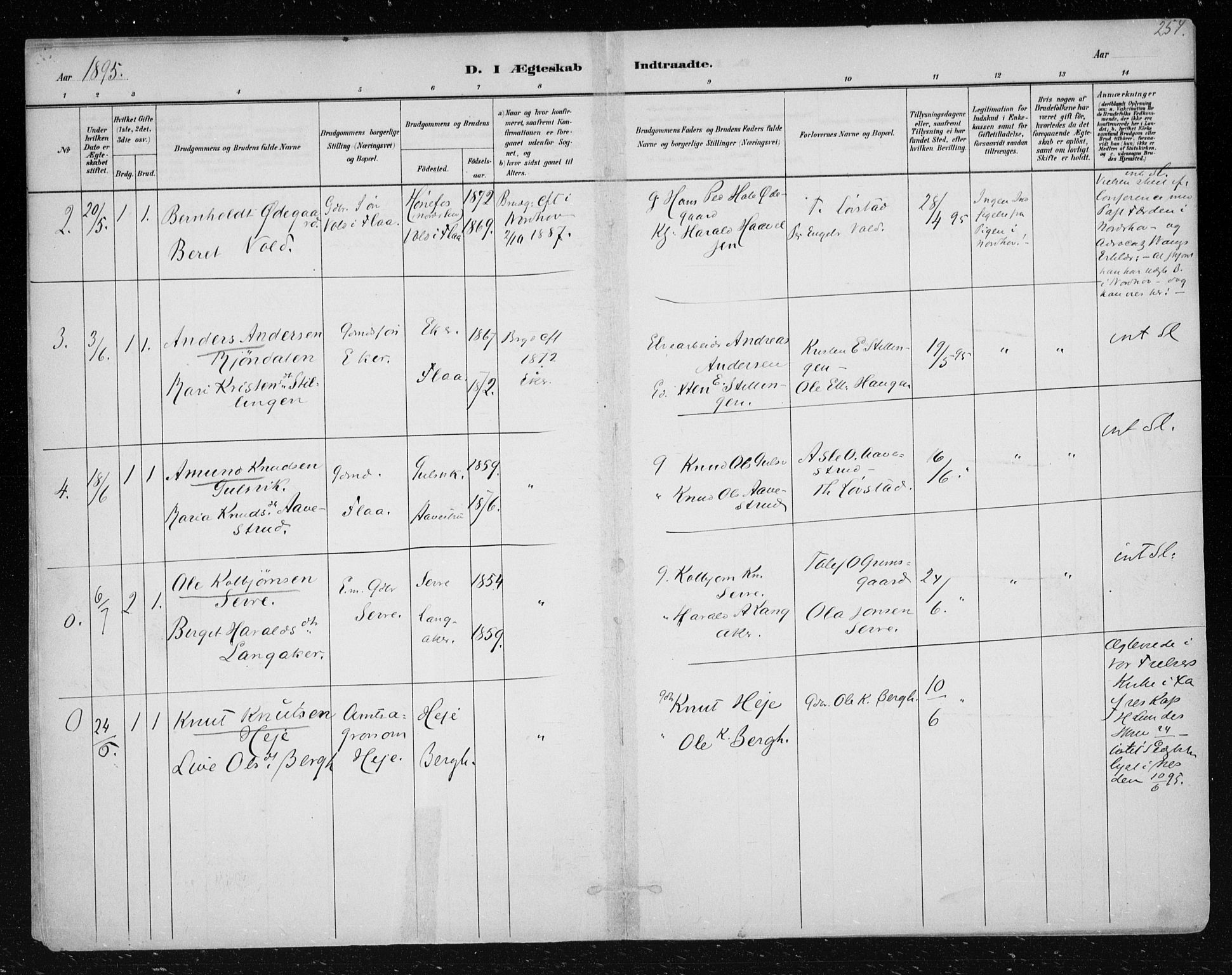 Nes kirkebøker, SAKO/A-236/F/Fa/L0012: Parish register (official) no. 12, 1881-1917, p. 254