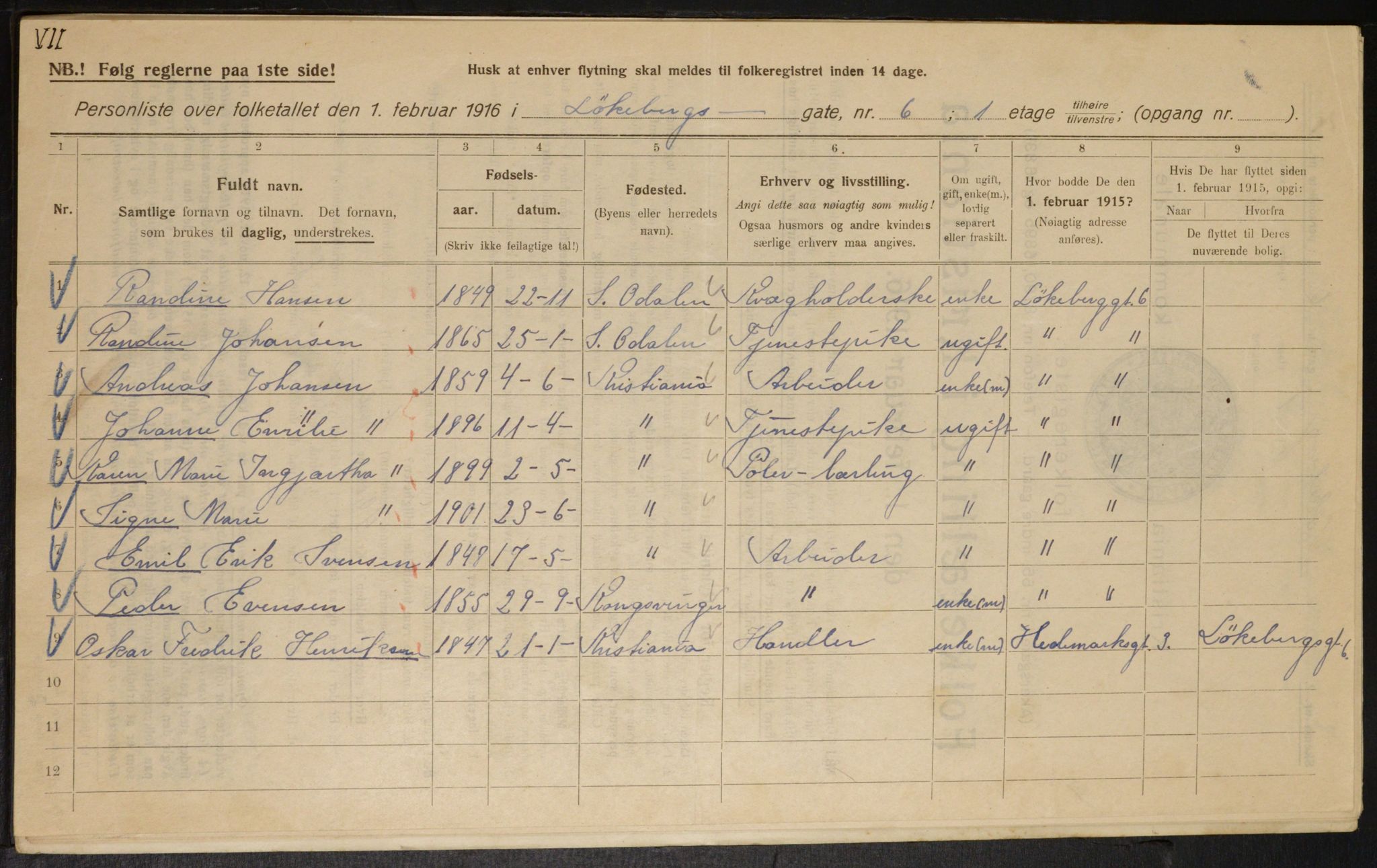 OBA, Municipal Census 1916 for Kristiania, 1916, p. 59890