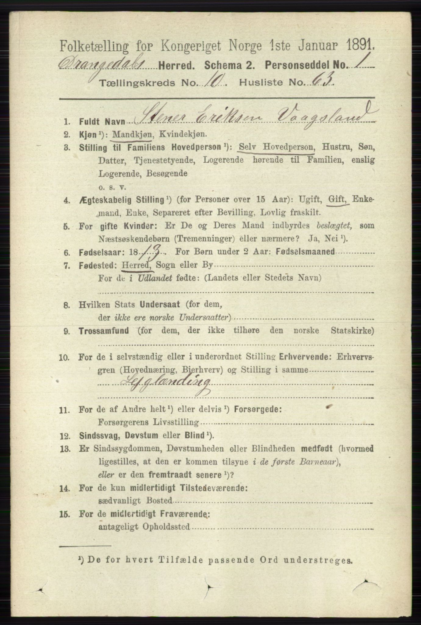 RA, 1891 census for 0817 Drangedal, 1891, p. 3817