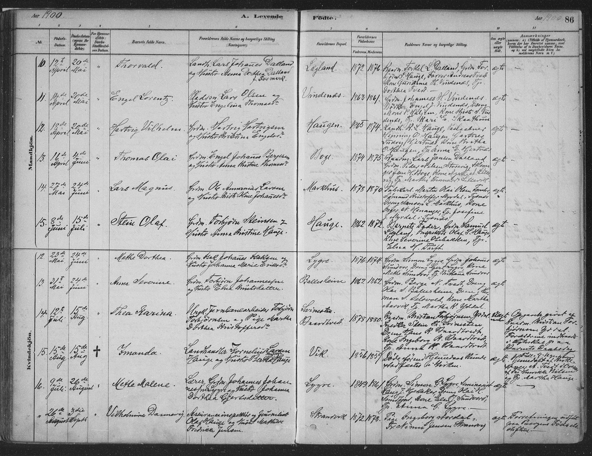 Fusa sokneprestembete, SAB/A-75401/H/Haa: Parish register (official) no. D 1, 1880-1938, p. 86