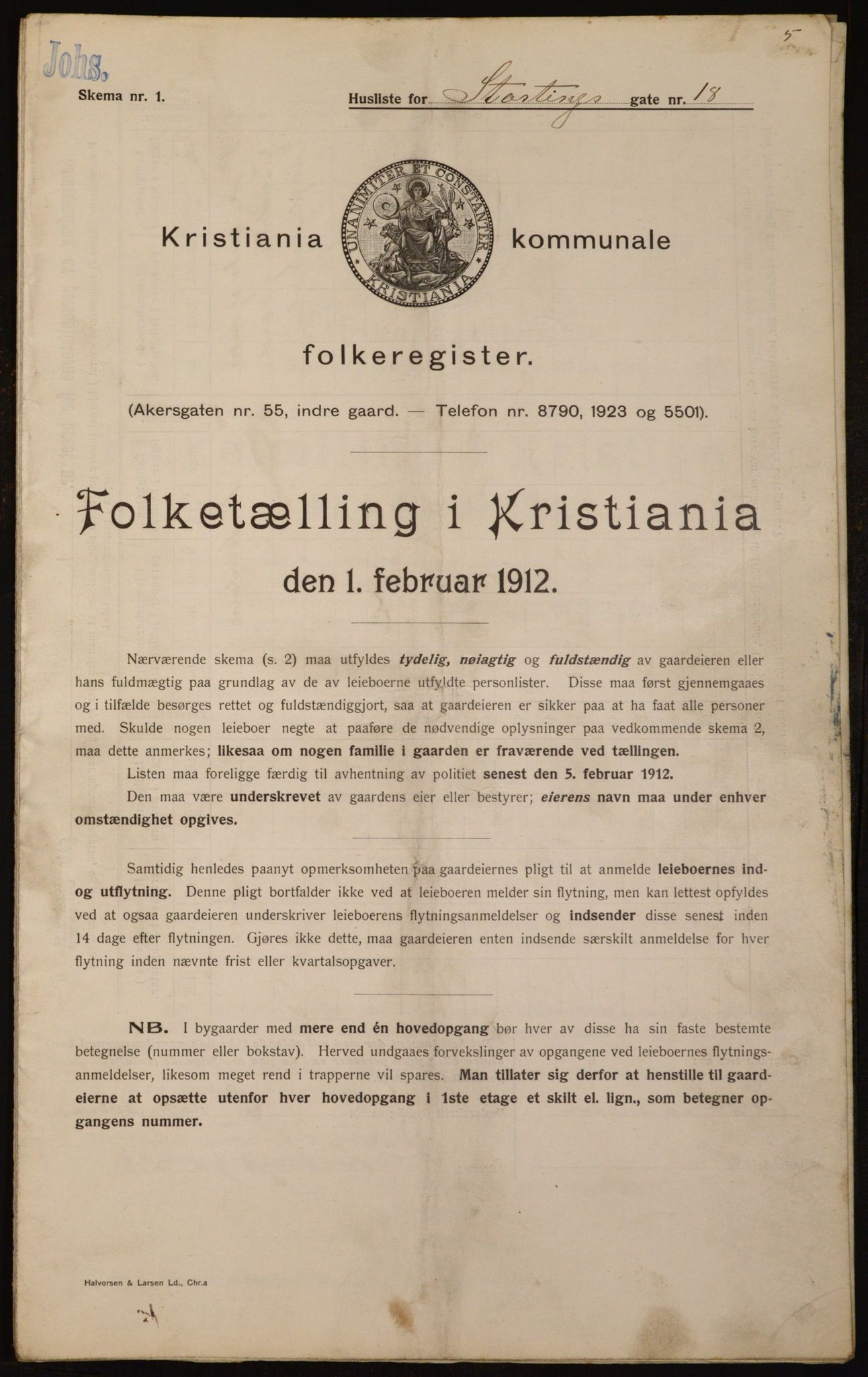 OBA, Municipal Census 1912 for Kristiania, 1912, p. 103622