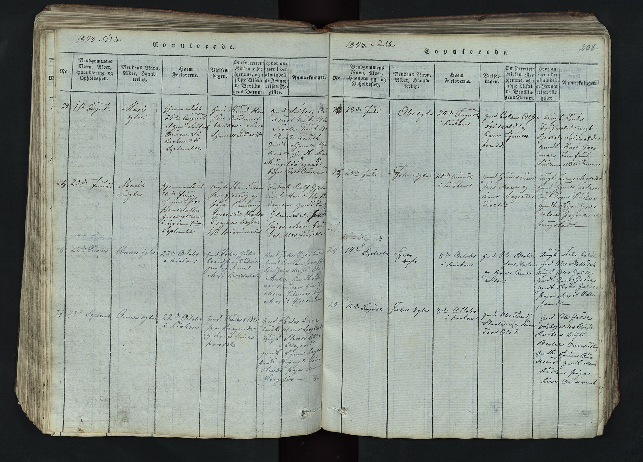 Lom prestekontor, AV/SAH-PREST-070/L/L0002: Parish register (copy) no. 2, 1815-1844, p. 208