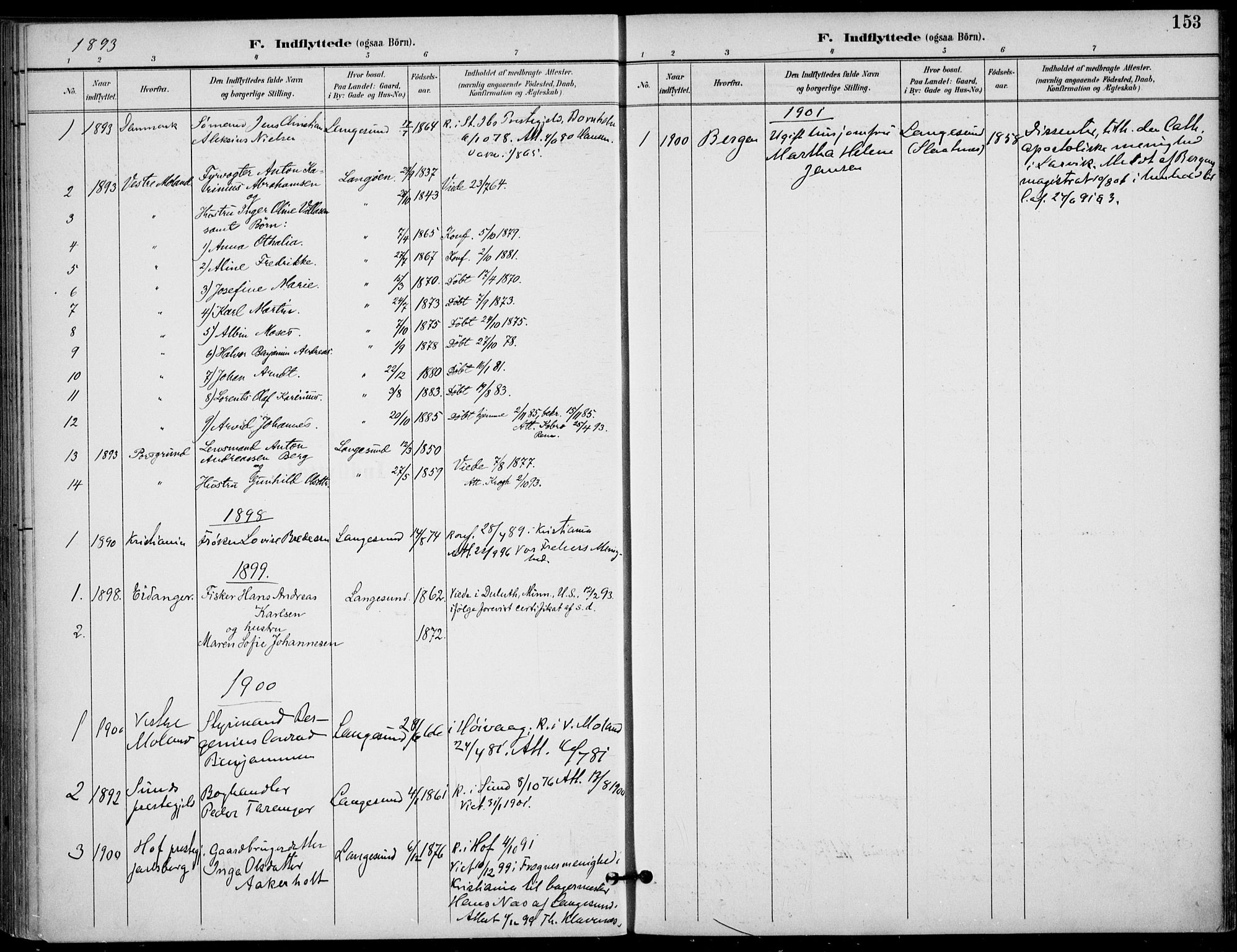 Langesund kirkebøker, SAKO/A-280/F/Fa/L0003: Parish register (official) no. 3, 1893-1907, p. 153