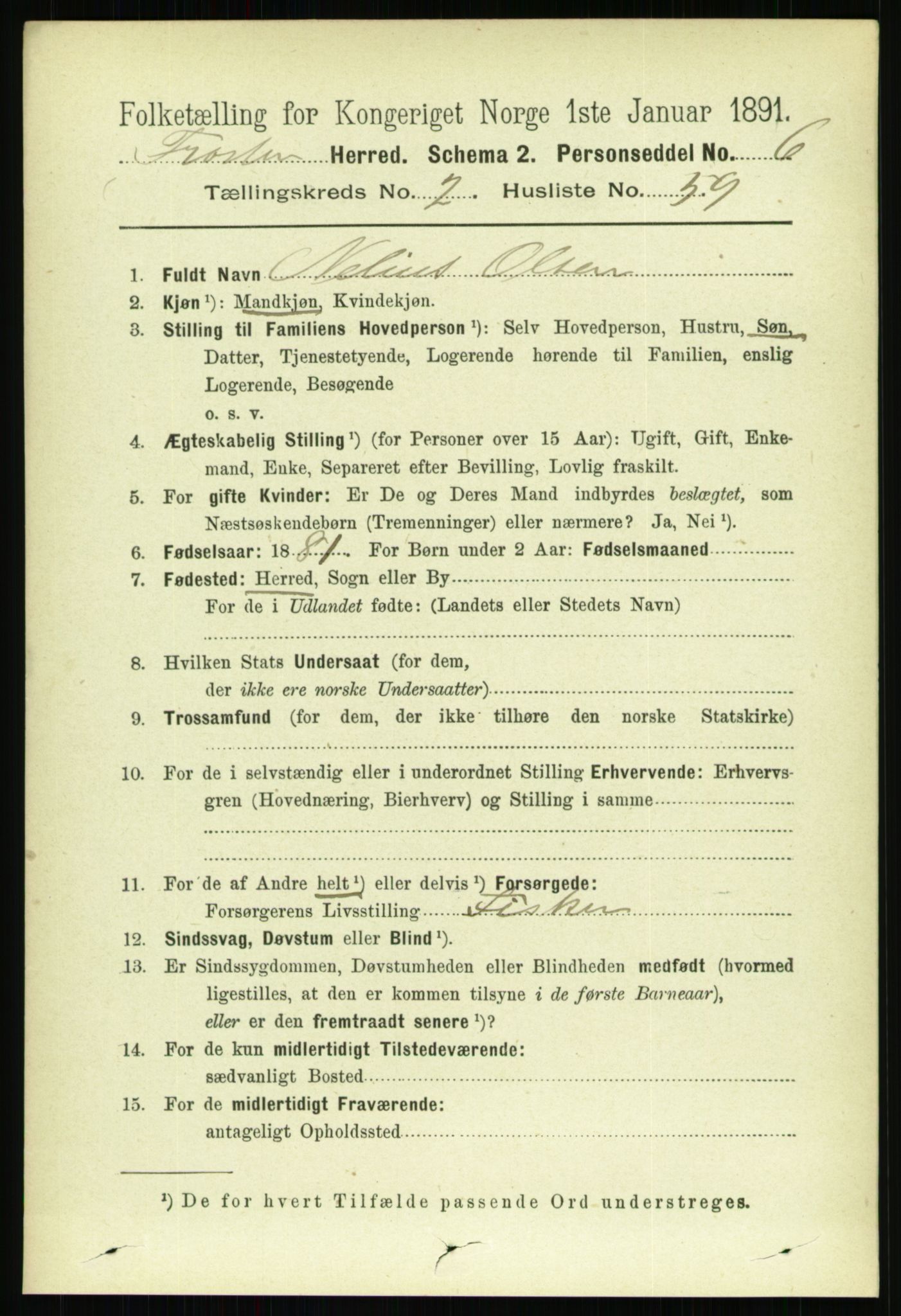 RA, 1891 census for 1717 Frosta, 1891, p. 1439