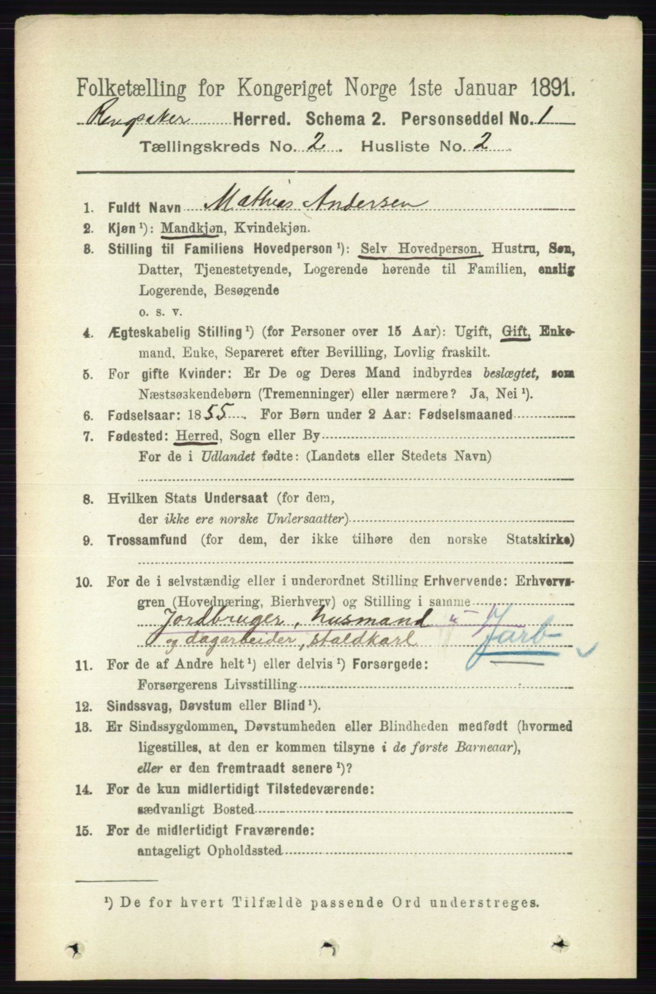 RA, 1891 census for 0412 Ringsaker, 1891, p. 824