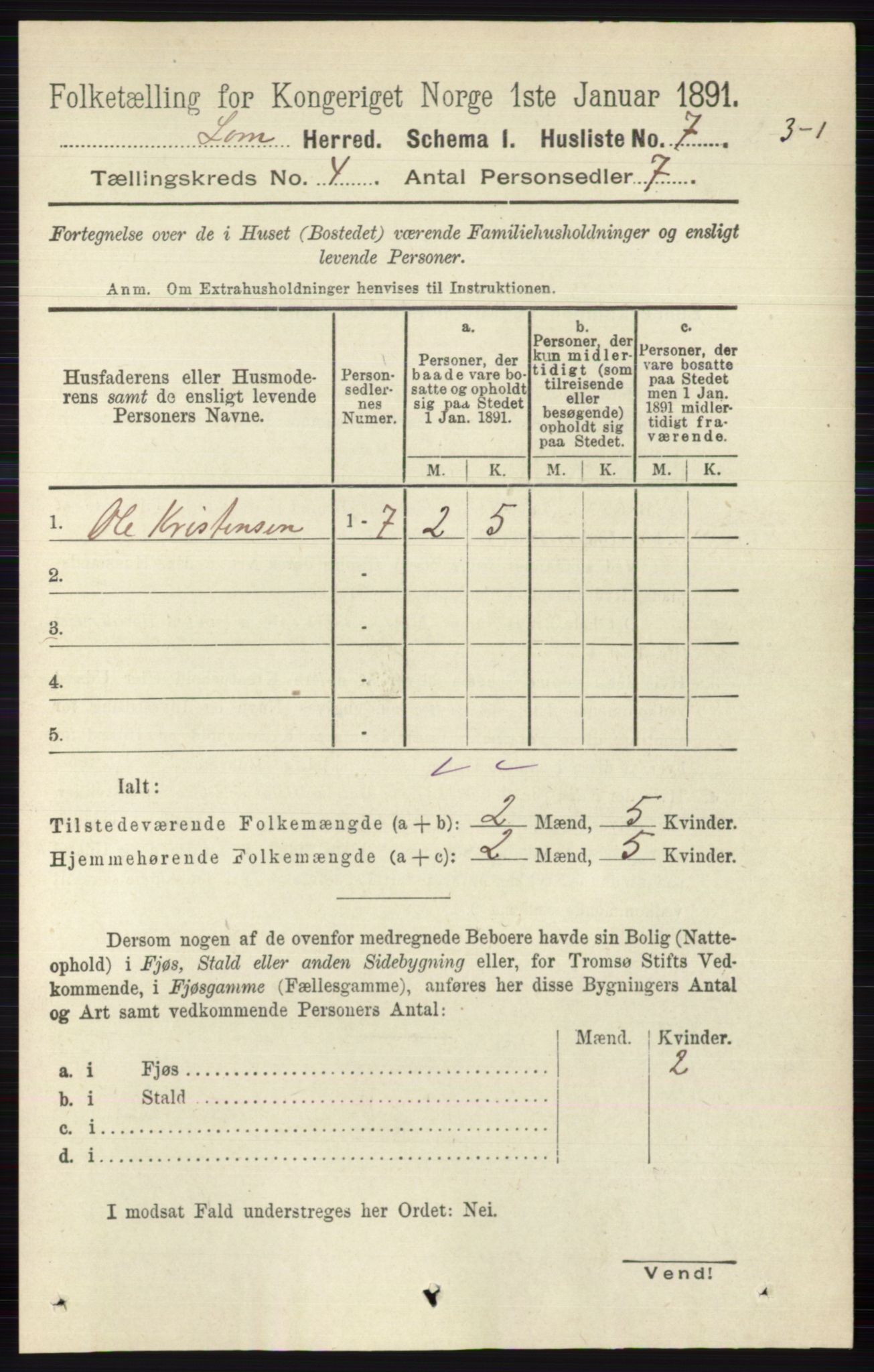 RA, 1891 census for 0514 Lom, 1891, p. 1462