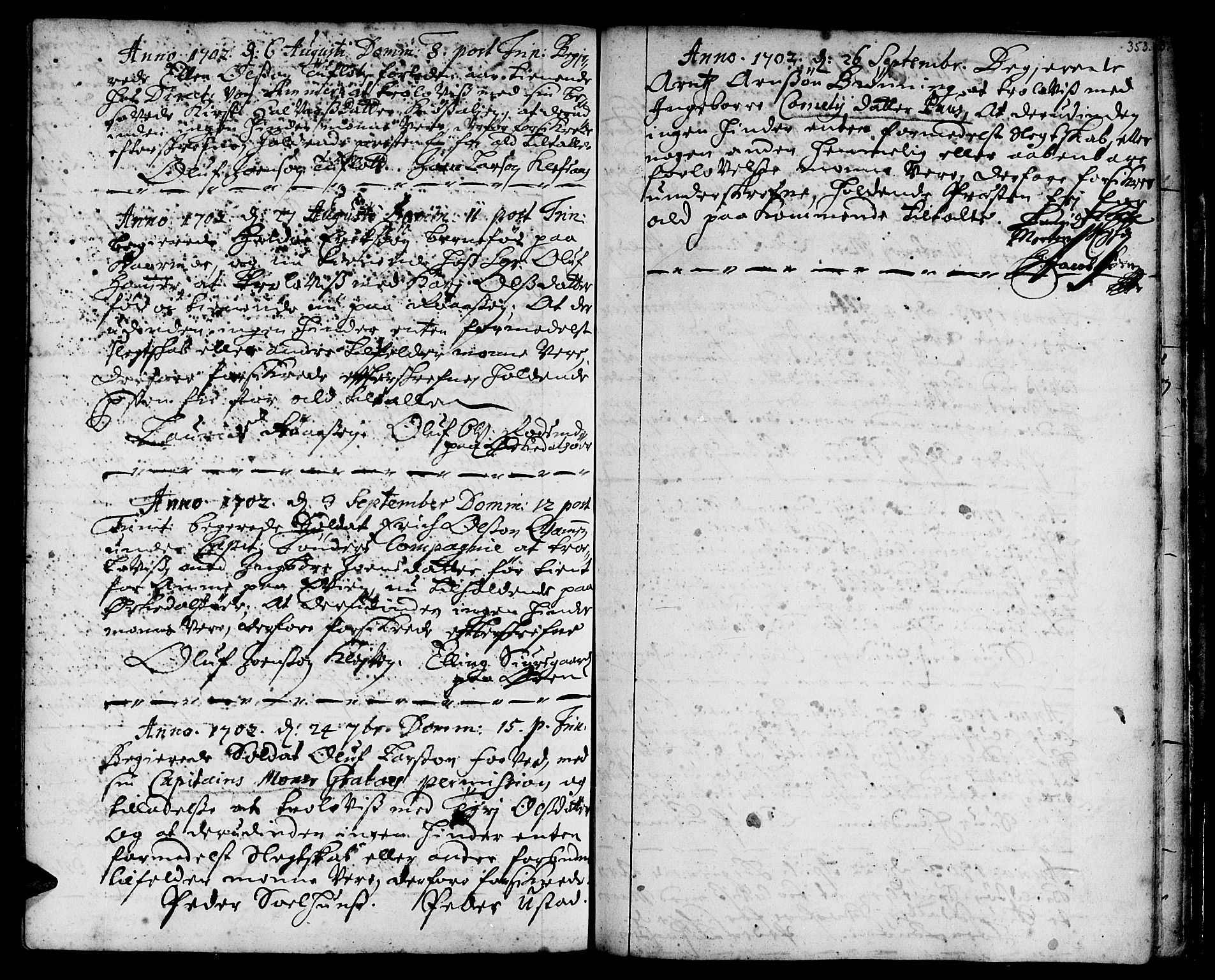 Ministerialprotokoller, klokkerbøker og fødselsregistre - Sør-Trøndelag, SAT/A-1456/668/L0801: Parish register (official) no. 668A01, 1695-1716, p. 352-353