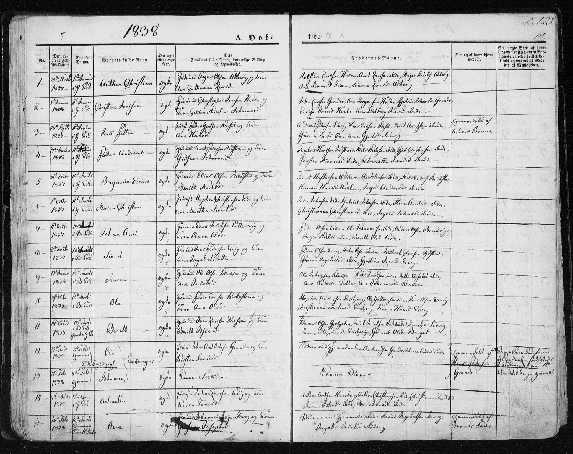 Ministerialprotokoller, klokkerbøker og fødselsregistre - Sør-Trøndelag, SAT/A-1456/659/L0735: Parish register (official) no. 659A05, 1826-1841, p. 123