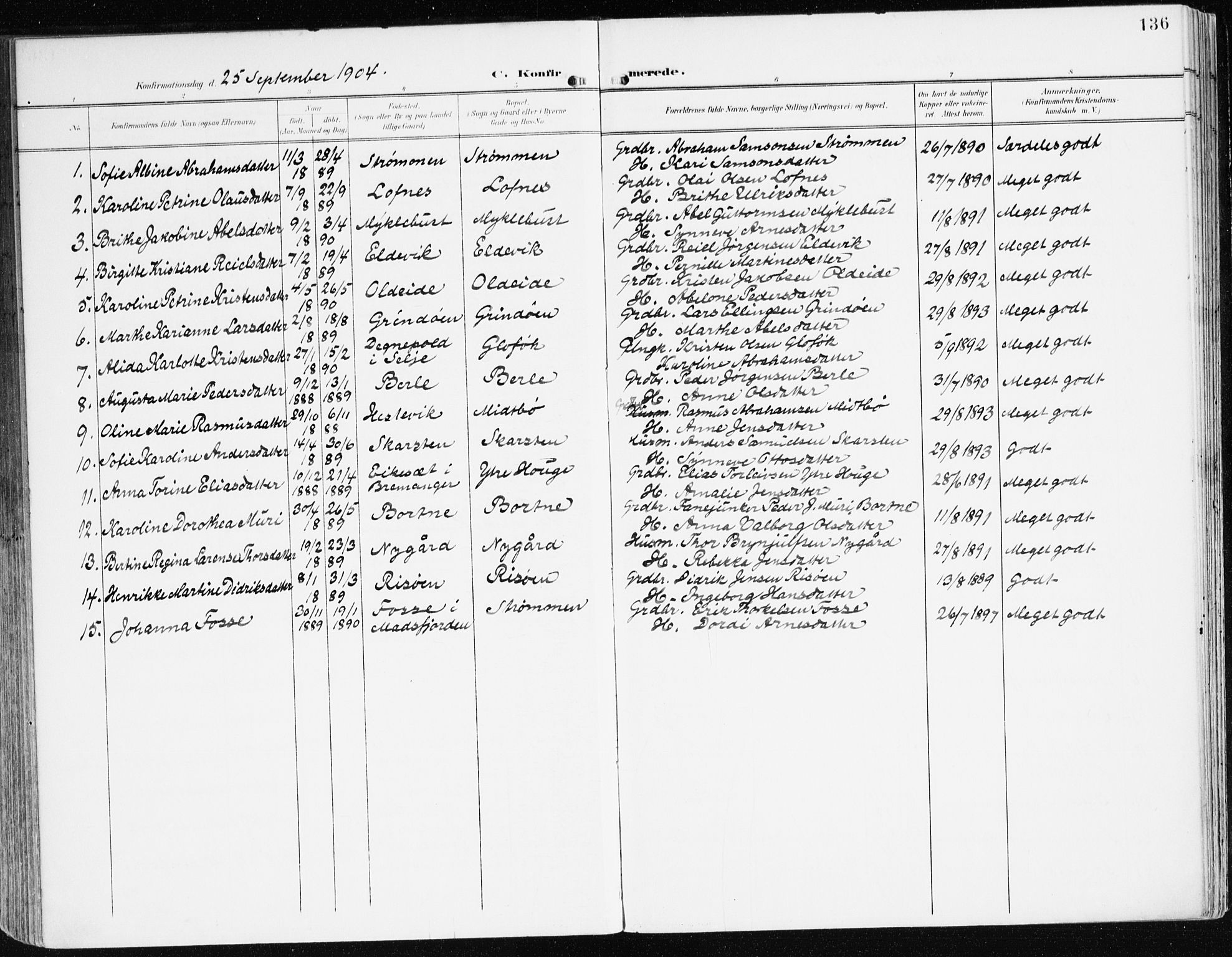 Davik sokneprestembete, AV/SAB-A-79701/H/Haa/Haad/L0002: Parish register (official) no. D 2, 1901-1930, p. 136