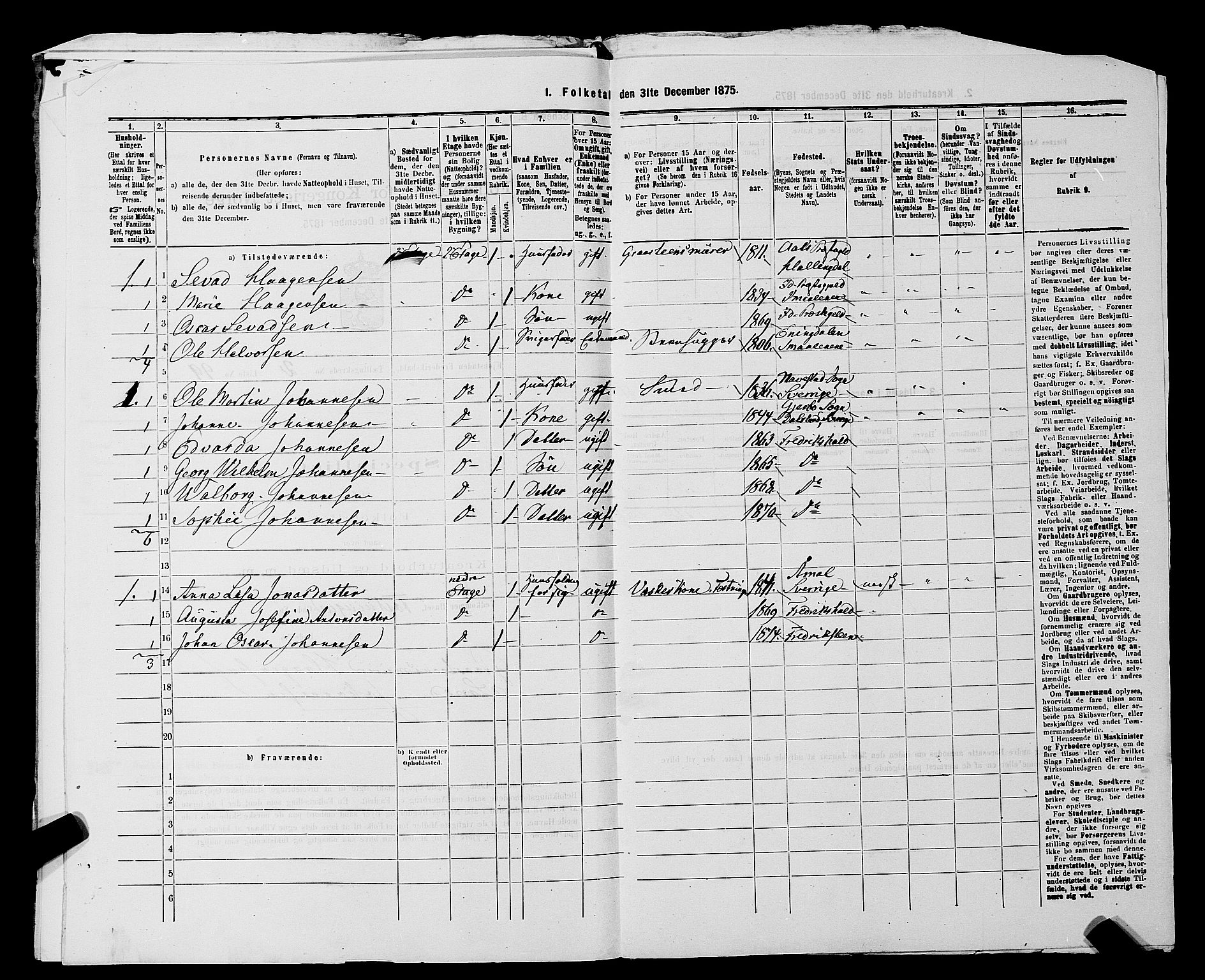 RA, 1875 census for 0101P Fredrikshald, 1875, p. 235