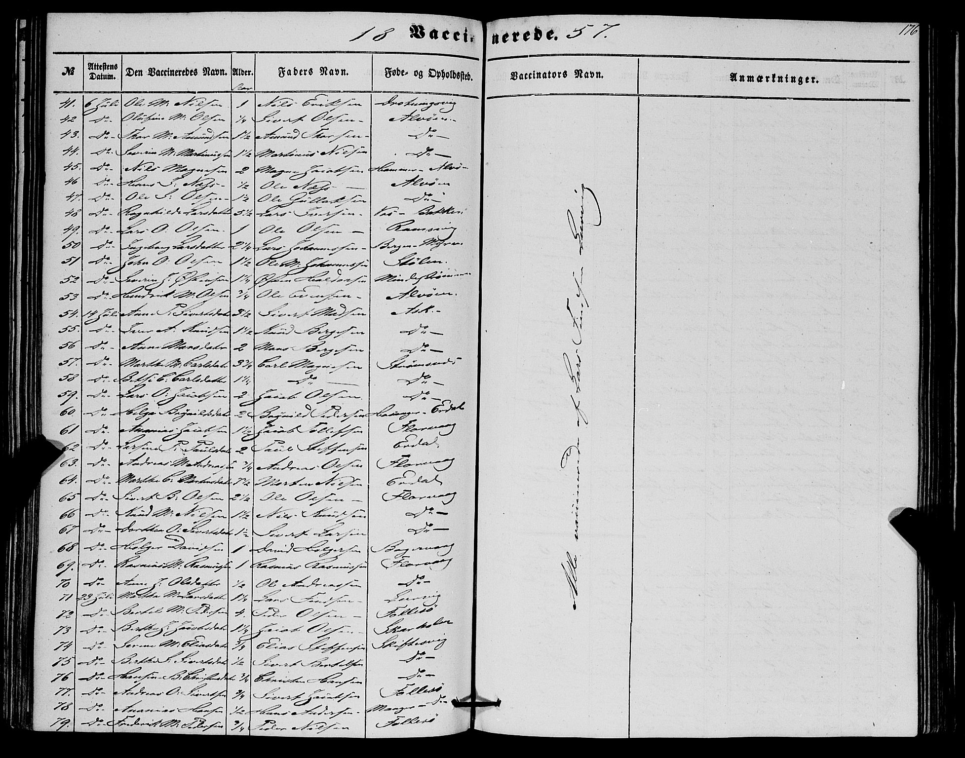 Askøy Sokneprestembete, SAB/A-74101/H/Ha/Haa/Haaa/L0012: Parish register (official) no. A 12, 1855-1877, p. 176