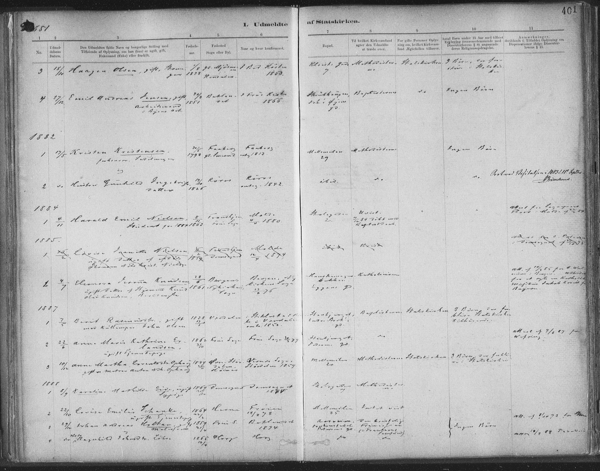 Ministerialprotokoller, klokkerbøker og fødselsregistre - Sør-Trøndelag, SAT/A-1456/603/L0163: Parish register (official) no. 603A02, 1879-1895, p. 401