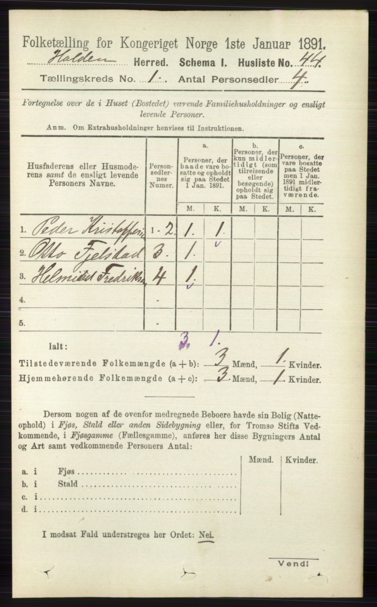 RA, 1891 census for 0819 Holla, 1891, p. 70