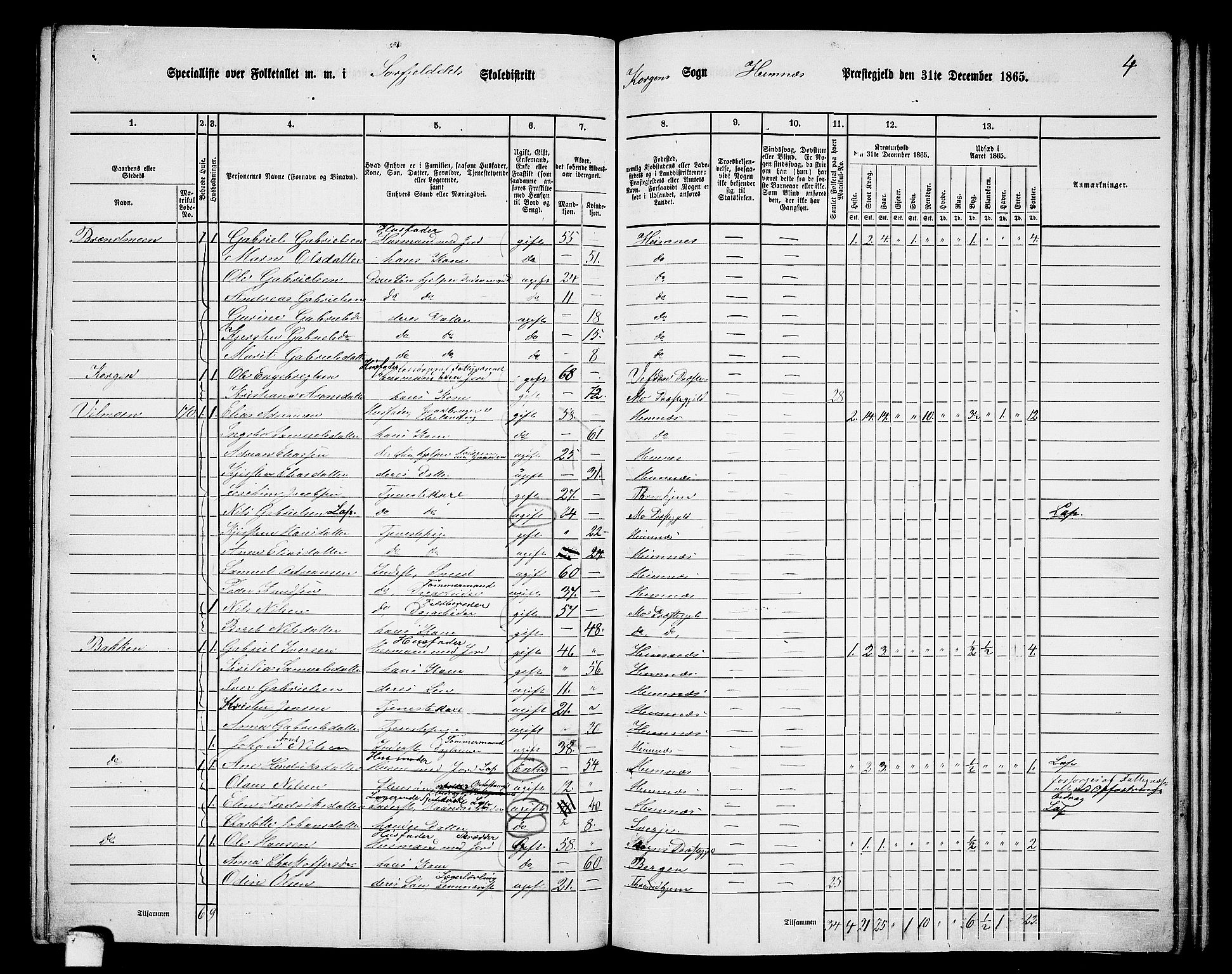 RA, 1865 census for Hemnes, 1865, p. 132