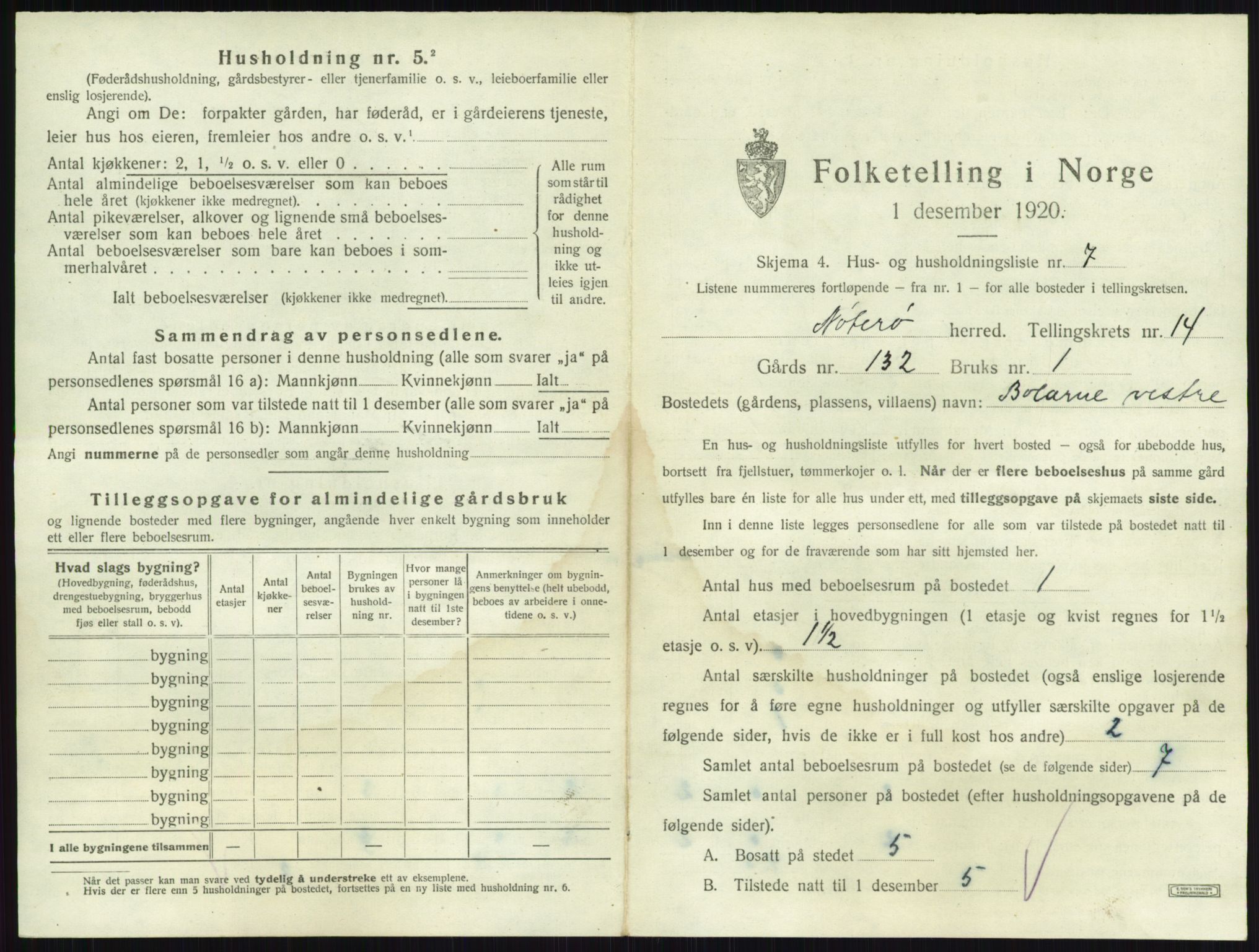 SAKO, 1920 census for Nøtterøy, 1920, p. 2795