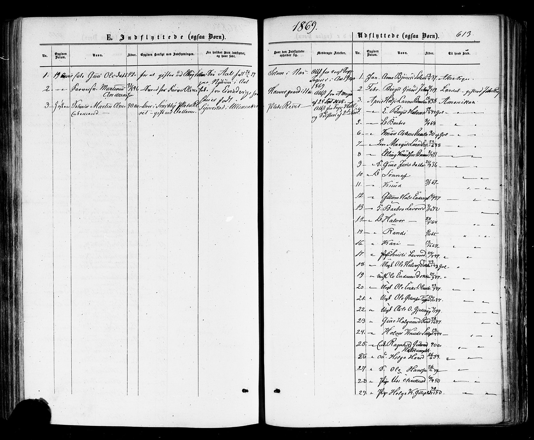 Nes kirkebøker, AV/SAKO-A-236/F/Fa/L0010: Parish register (official) no. 10, 1864-1880, p. 613