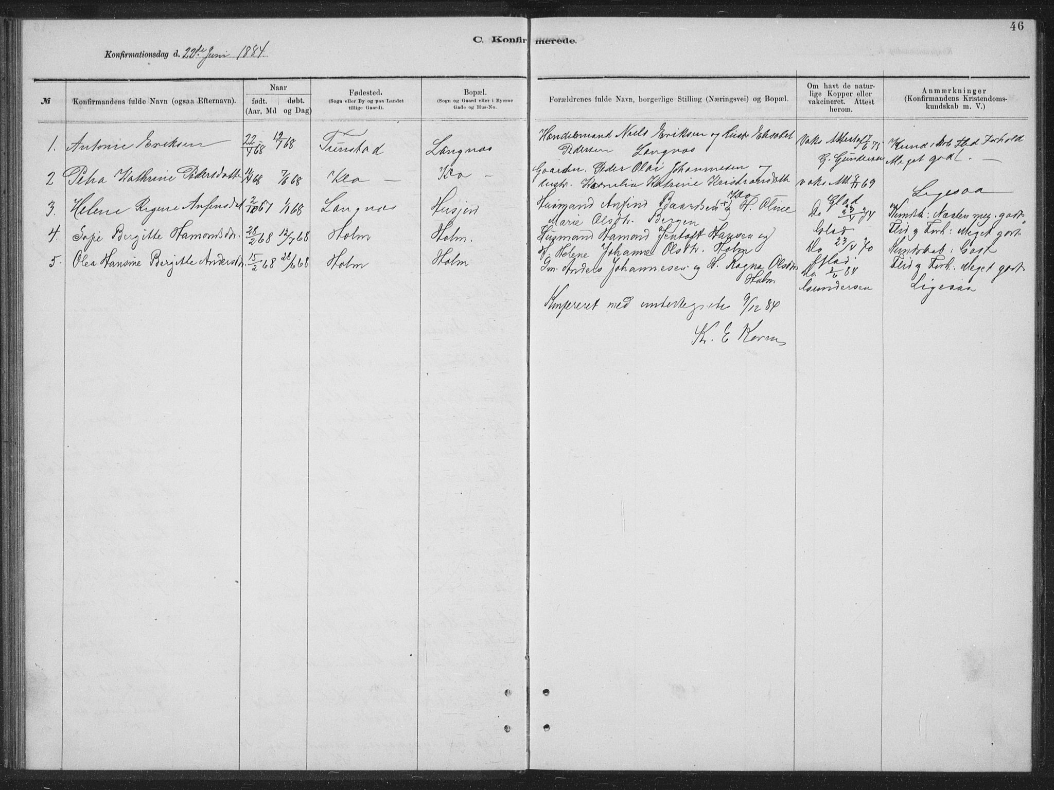 Ministerialprotokoller, klokkerbøker og fødselsregistre - Nordland, AV/SAT-A-1459/894/L1359: Parish register (copy) no. 894C02, 1877-1884, p. 46